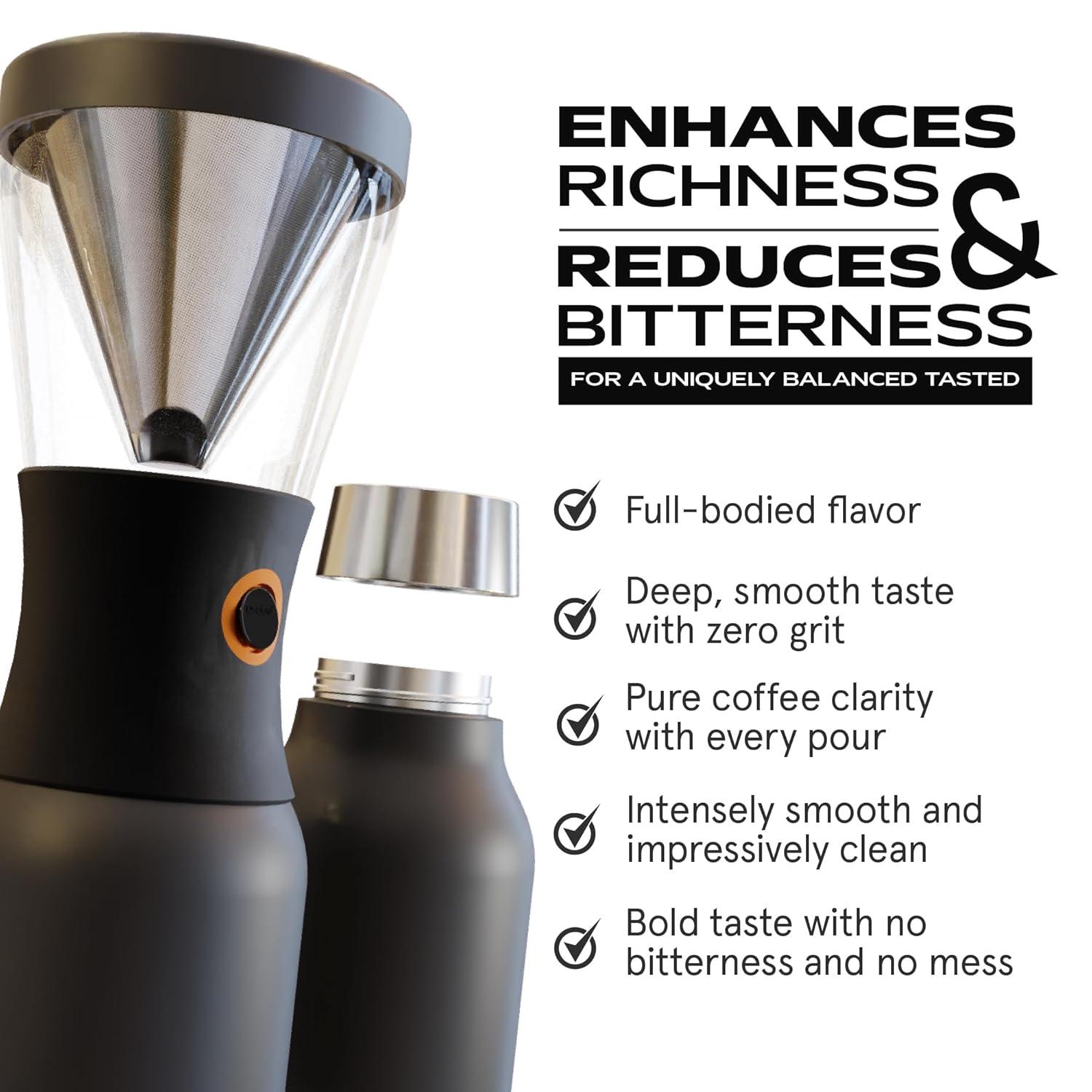 Black Stainless Steel 40oz Portable Cold Brew Coffee Maker