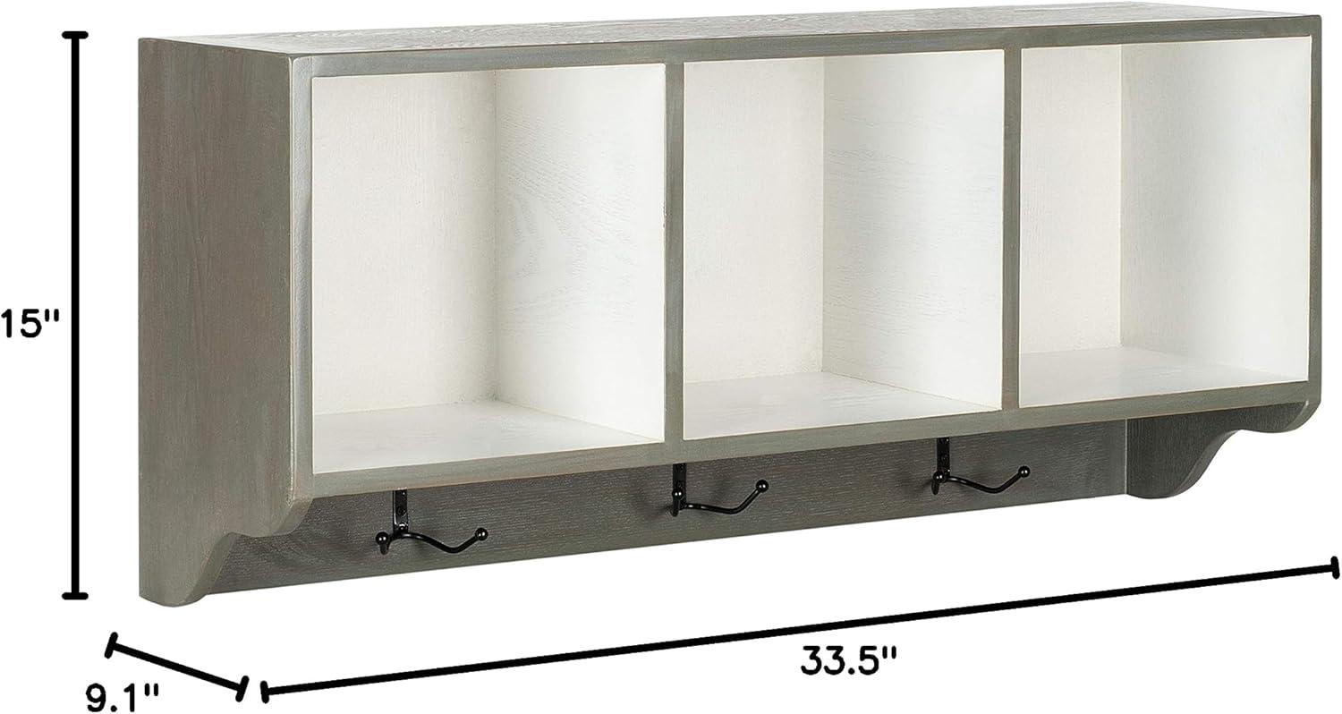 Alice Wall Shelf With Storage Compartments - Ash Grey/White - Safavieh