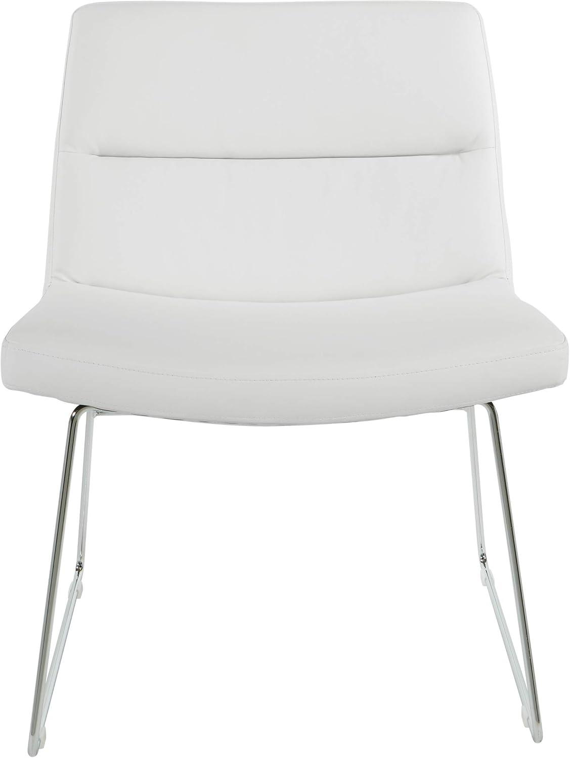 Thompson Chair in White Faux Leather with Chrome Sled Base