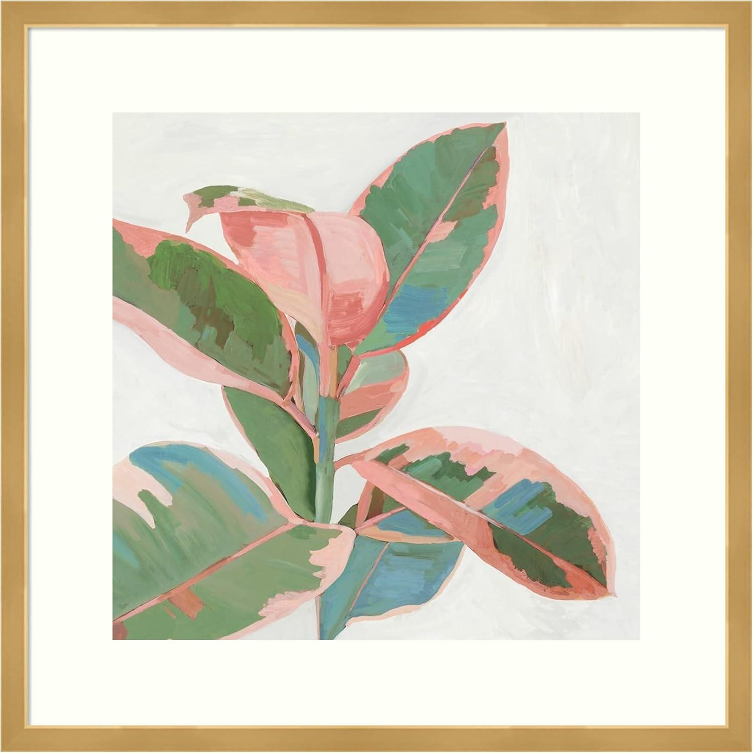 21" x 21" Ficus I by Asia Jensen Framed Wall Art Print Pink - Amanti Art: Modern Hardwood Frame, Botanical Lithograph