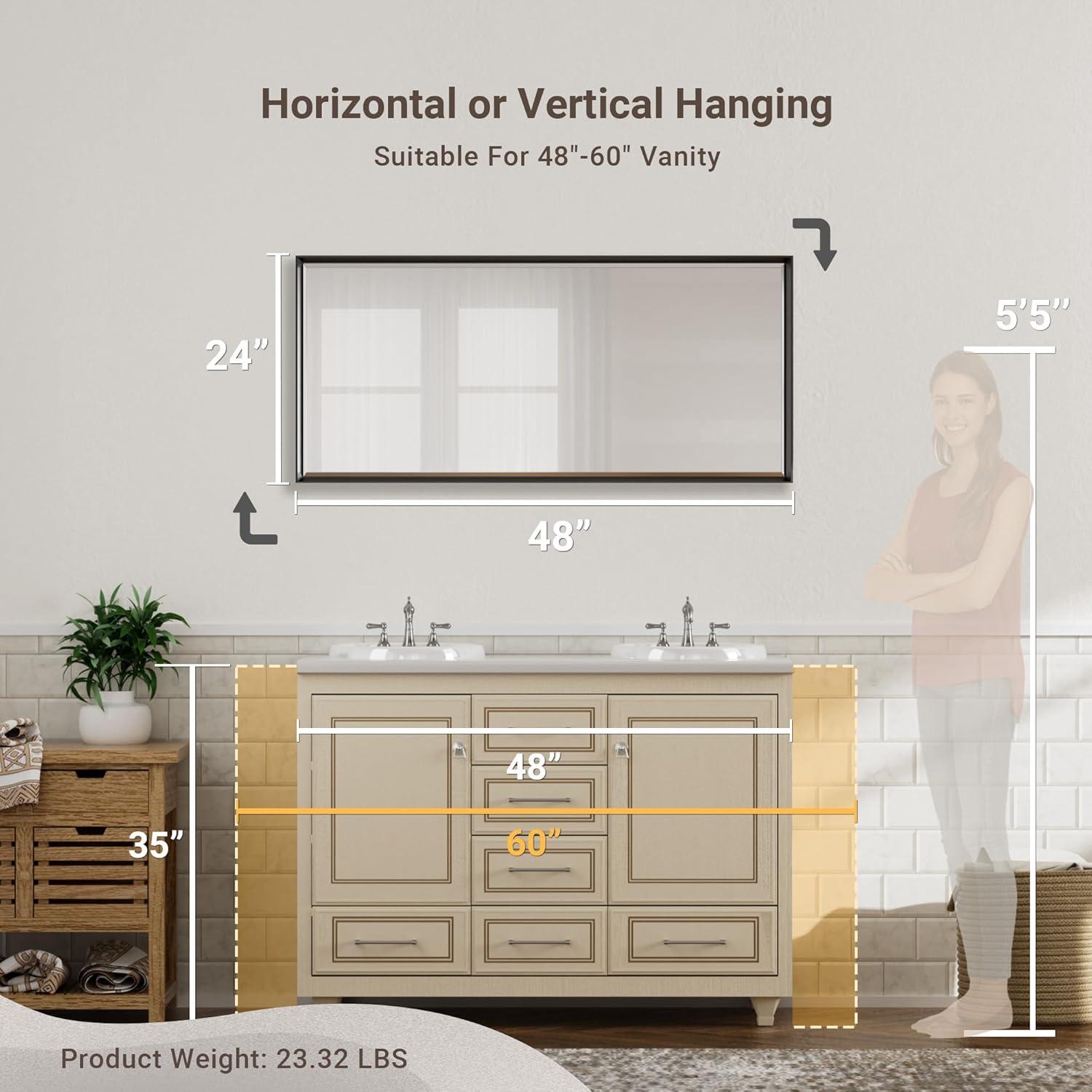 Decorative Wall Mirror Beveled Design, Bathroom Vanity Mirror Accent Mirror Finish