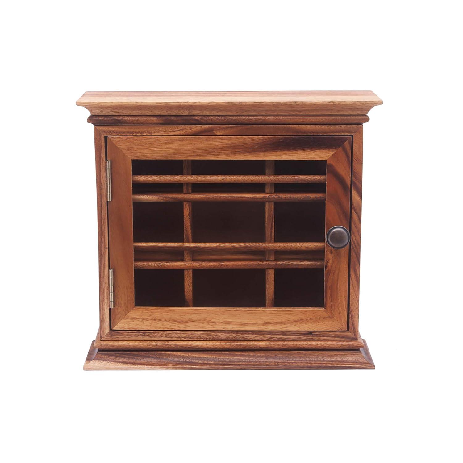 Ironwood Gourmet Acacia Wood Hanging Tea Chest with Glass Door