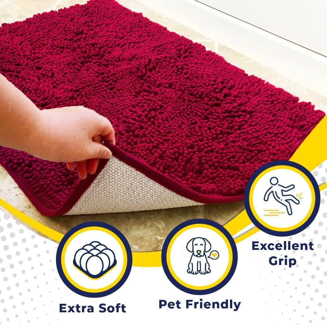 Maroon Super Absorbent Chenille Dog Door Mat 24" x 35"