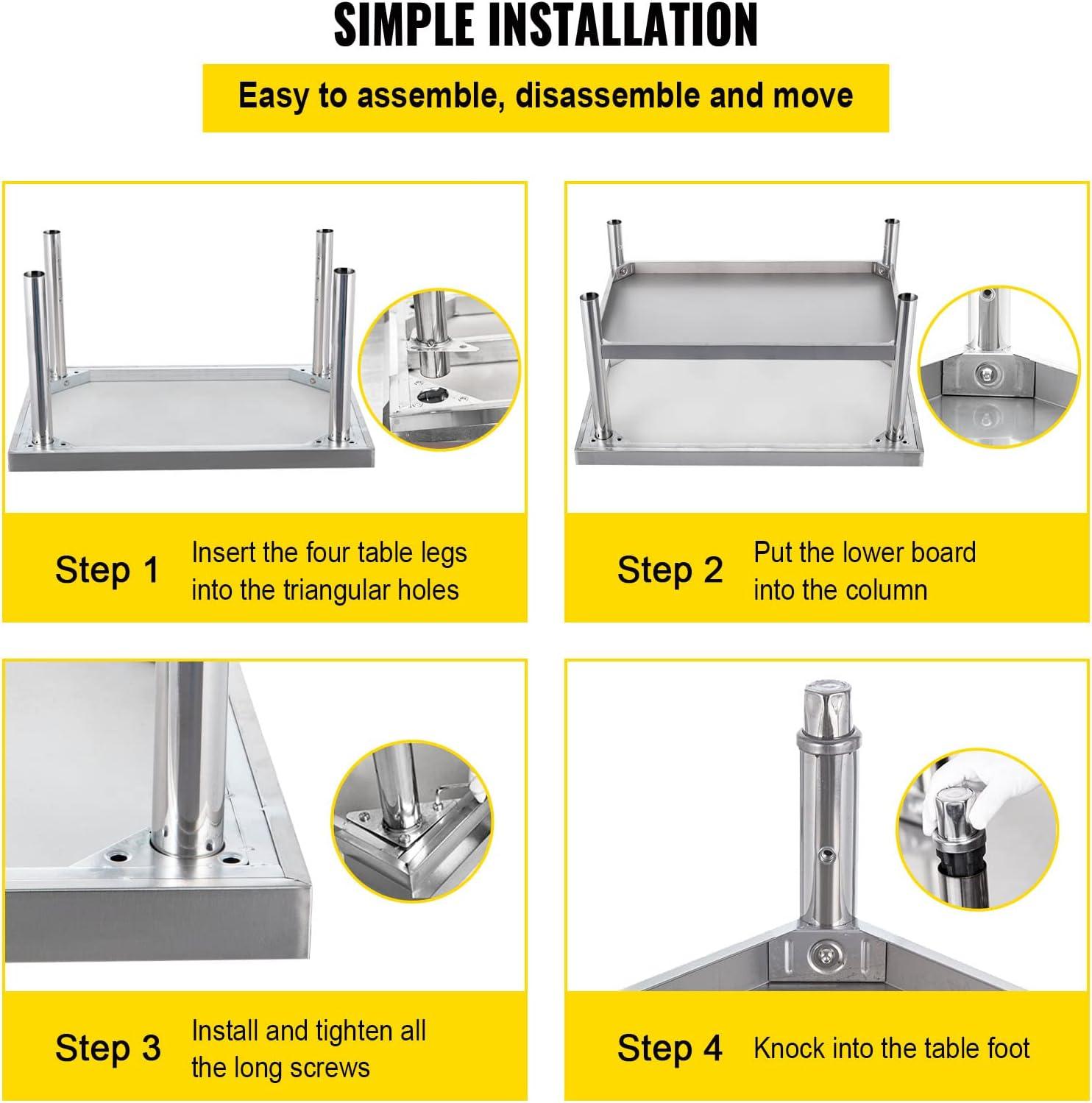 VEVOR VEVOR Stainless Steel 24'' H Work Table