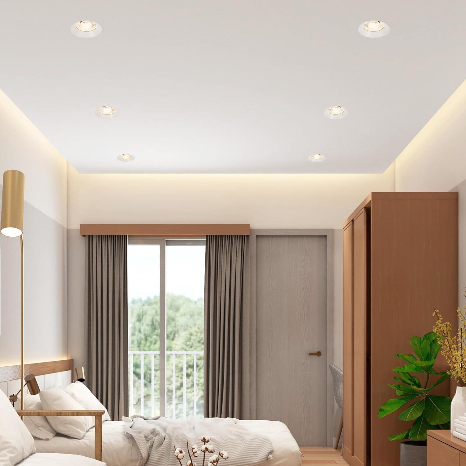 Maxxima 4 in. Trimless Ultra-Thin Recessed Anti-Glare LED Downlight Canless IC Rated 1000 Lumens 5 Color Temperature Selectable 2700K/3000K/3500K/4000K/5000K Dimmable 90 CRI 5 CCT Slim J-Box Included