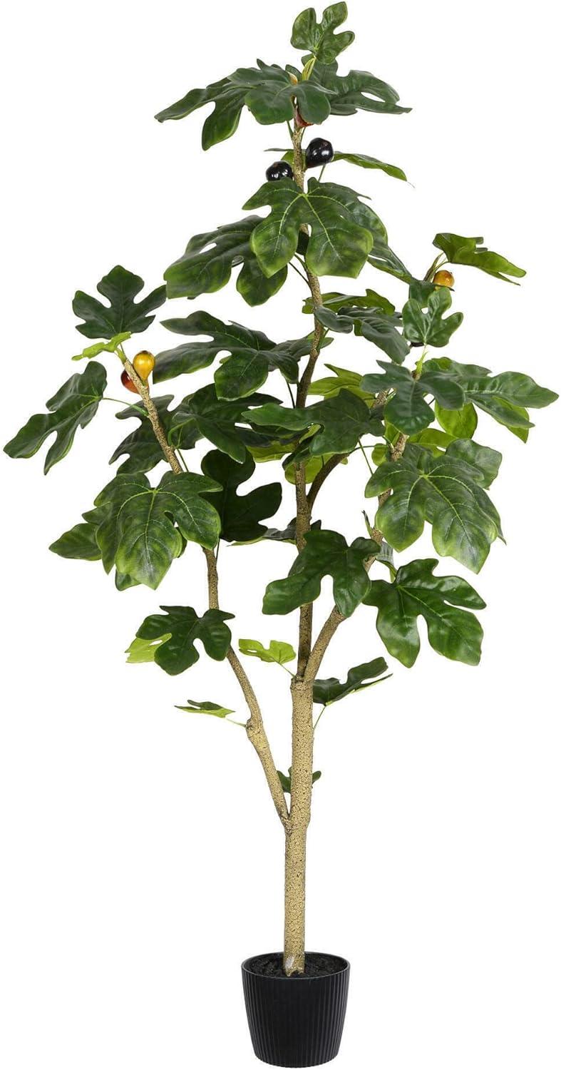 Tiny Green Faux Fig Leaf Tree in Plastic Pot