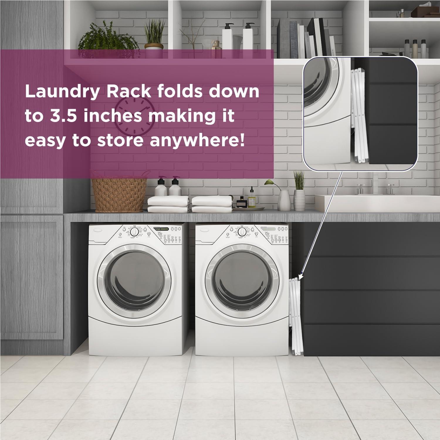 White Steel 3-Tier Collapsible Clothes Drying Rack