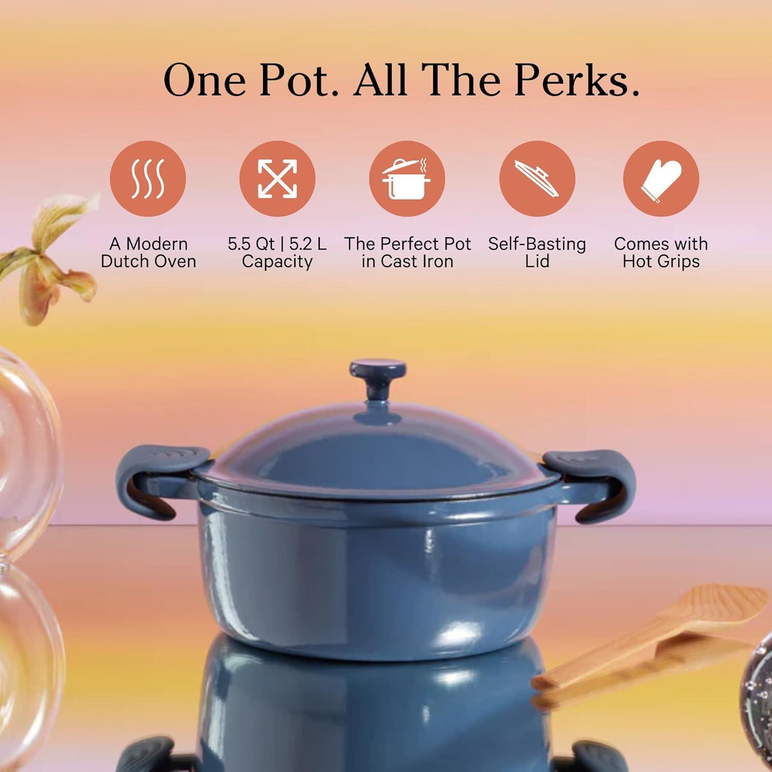 Our Place 5.5qt 10.5" Cast Iron Perfect Pot - Spice: Cookware, Enamel, Hand Wash, Non-Induction, Gas, Electric Compatible