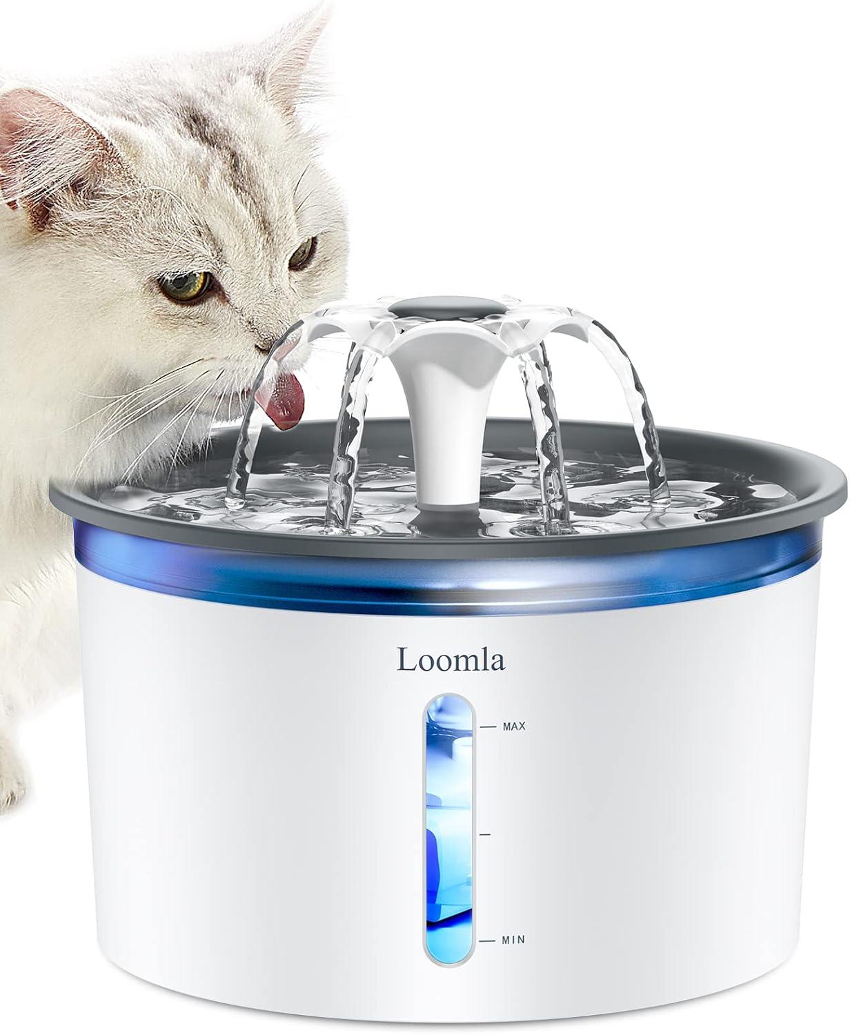 Loomla Blue and White Stainless Steel Pet Water Fountain