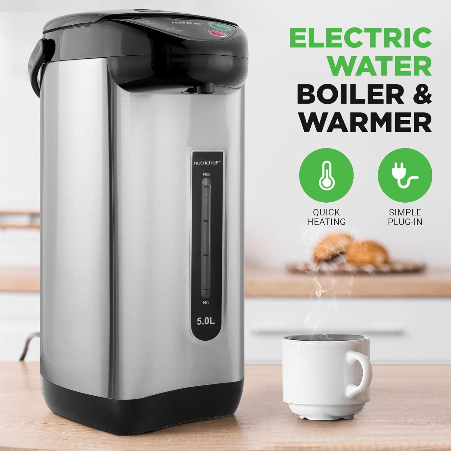 NutriChef 5 Qt Stainless Steel Electric Water Boiler & Warmer, PKWK63