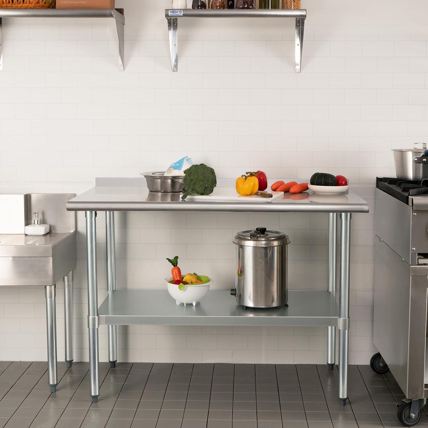 48x24 Inch Stainless Steel Commercial Prep Table with Undershelf