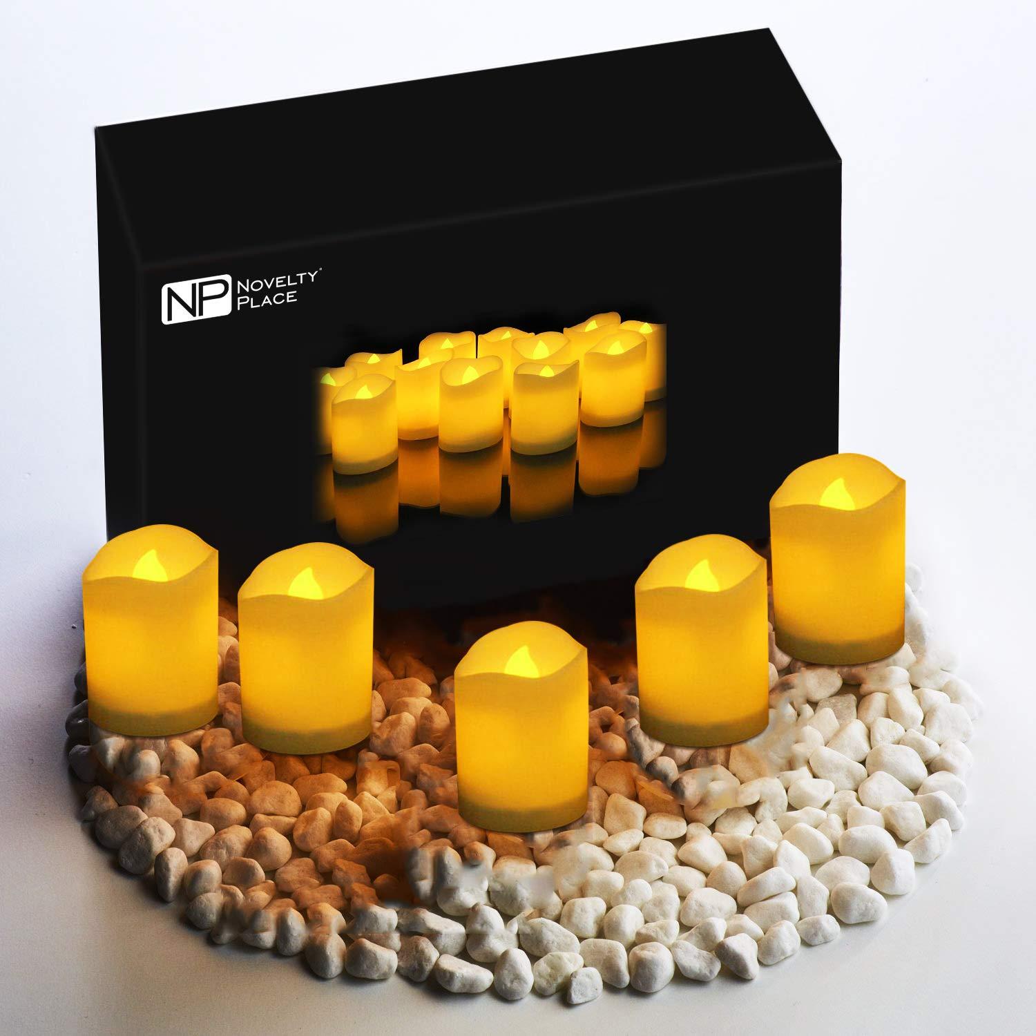 12 Pcs Flameless LED Tea Light Candles Warm Yellow Flickering Bright Tealights Electric