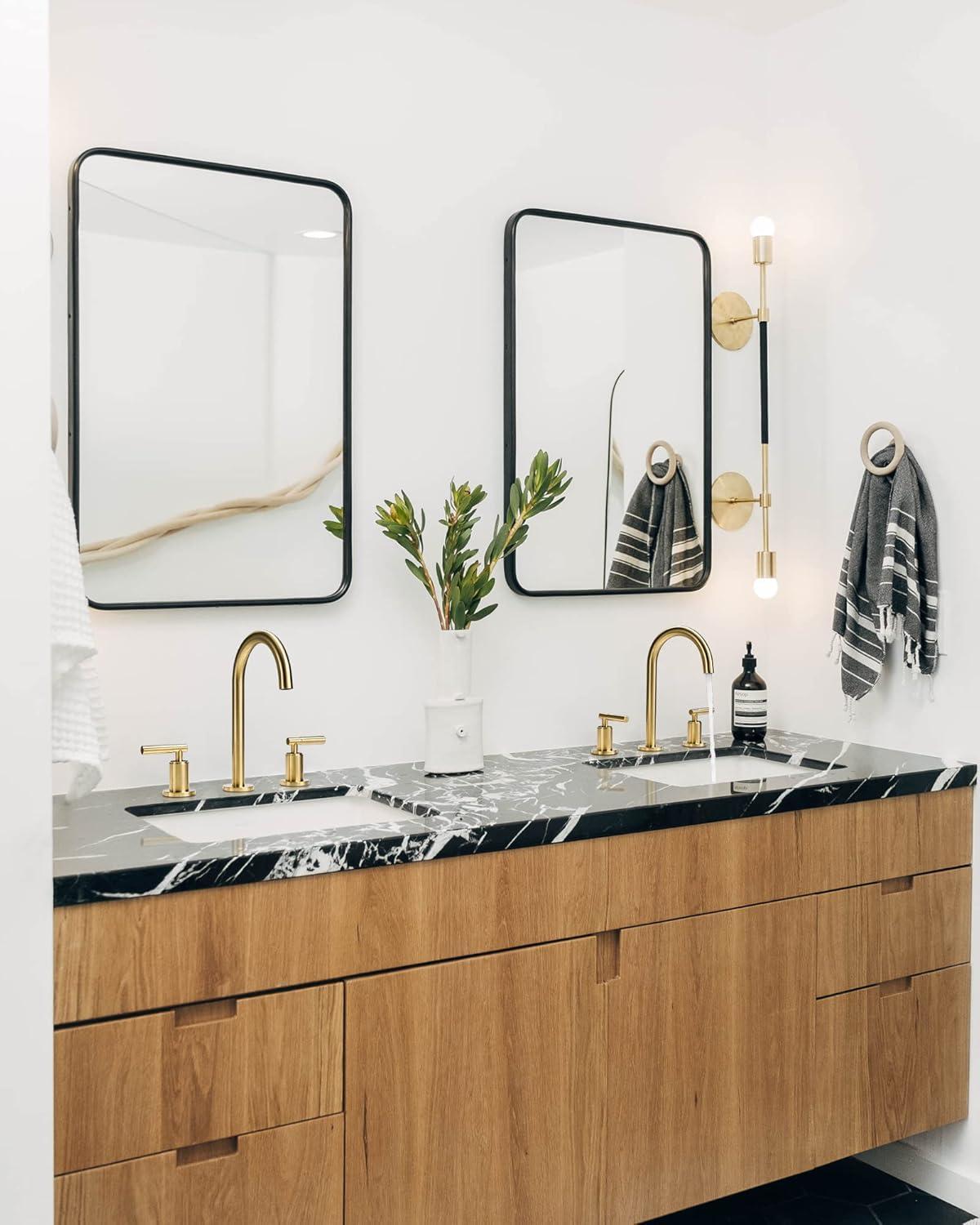 Brushed Gold Brass 3-Hole Bathroom Faucet with Pop-Up Drain