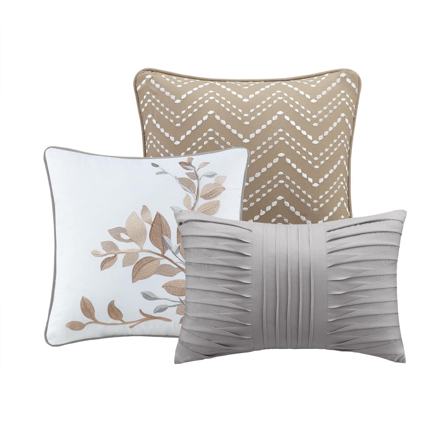 Madison Park Claire Quilt Modern Design - All Season, Breathable Coverlet Lightweight Bedding Set, Matching Shams, Decorative Pillow, King/Cal King (104 in x 92 in), Diamond Neutral 6 Piece
