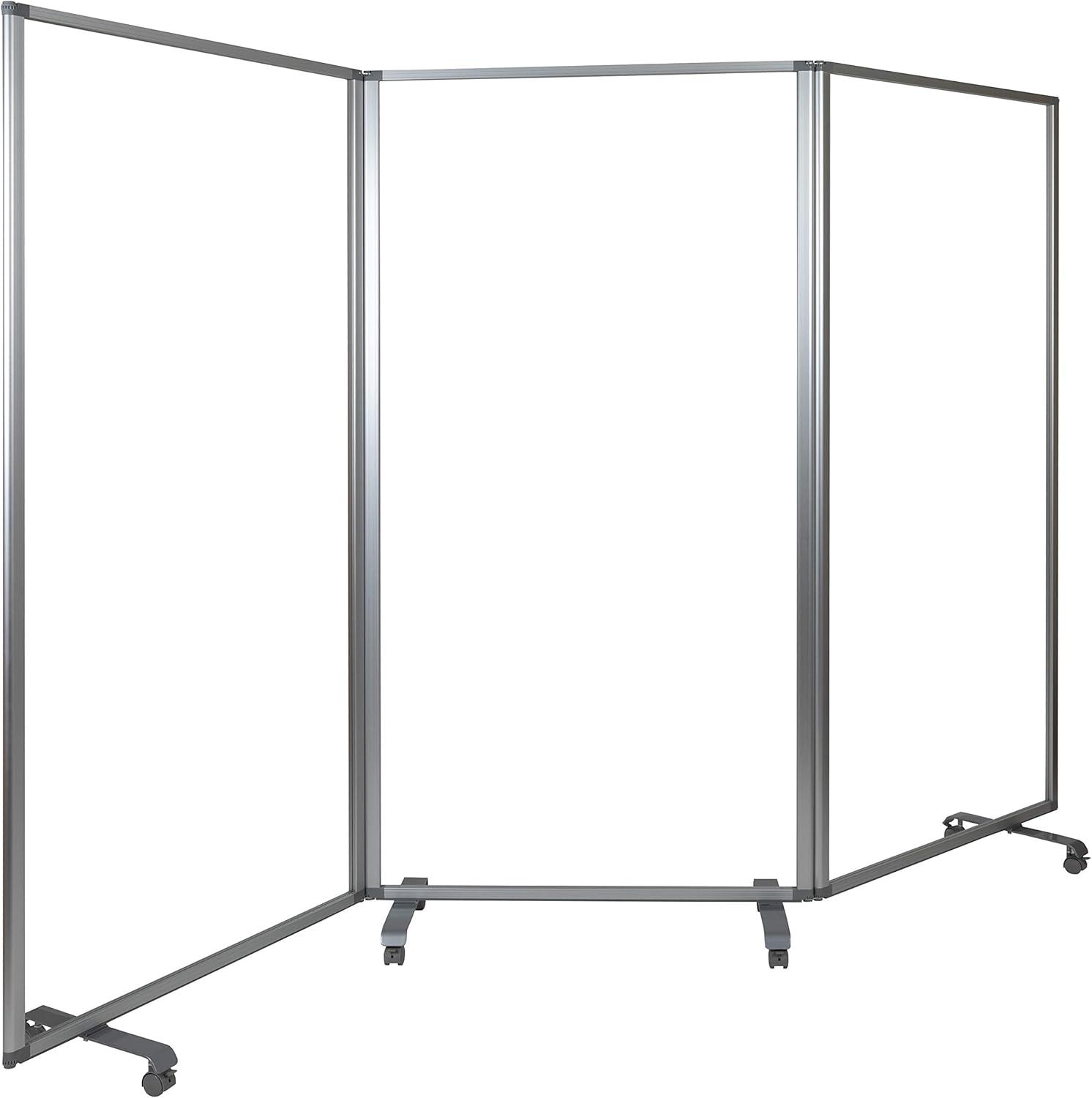 Clear Acrylic Mobile Room Divider with Lockable Casters