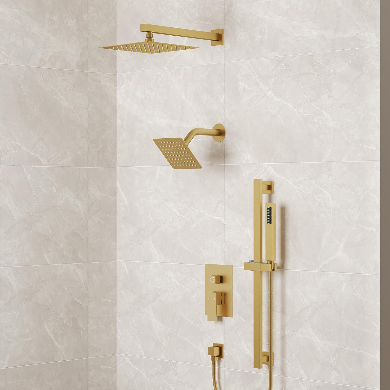 DualJetSpa Pressure-Balanced Shower System, Dual Wall Mount Showerheads with Slide Bar Handheld Spray