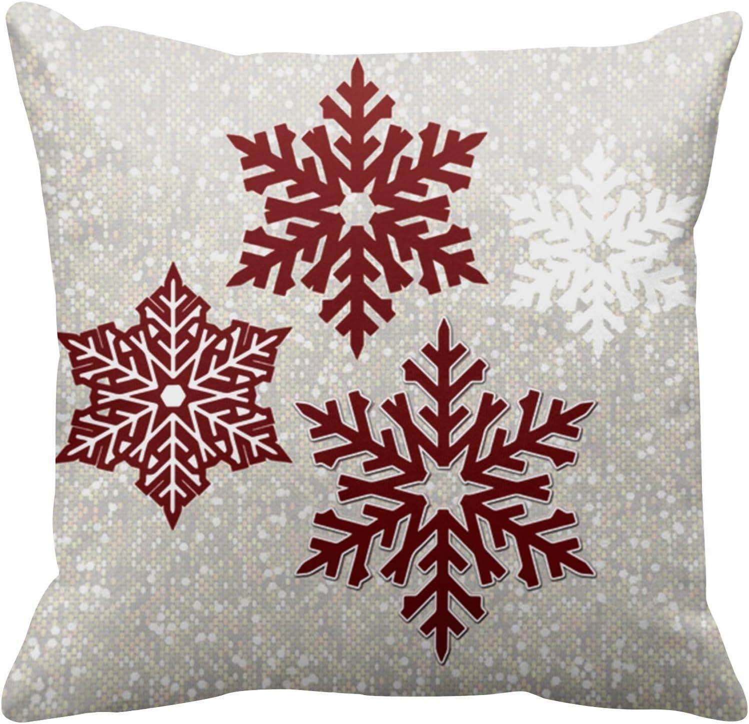 Red and White Snowflakes Polyester Euro Pillowcase