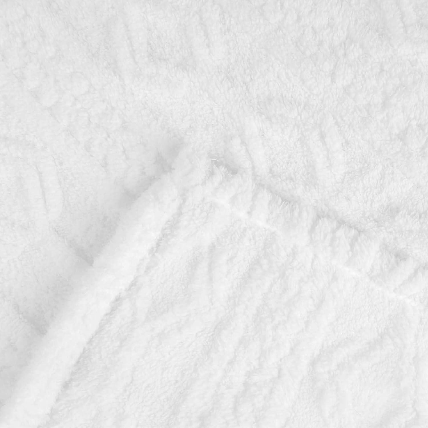 Superior Arctic Fleece Boho Knit Jacquard Blanket, Throw XL, White