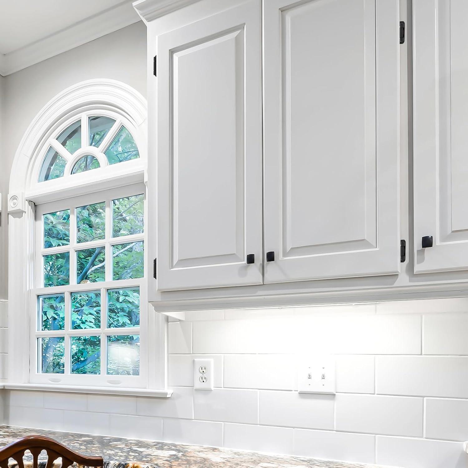 50 Pack 25 Pairs Semi-Overlay 1/2 inch Self-Closing Face Frame Cabinet Hinges Matte Black Half Wrap-Around Kitchen Cabinet Door Hinges Face Mount Cabinet Hardware Matte Black Matte Black