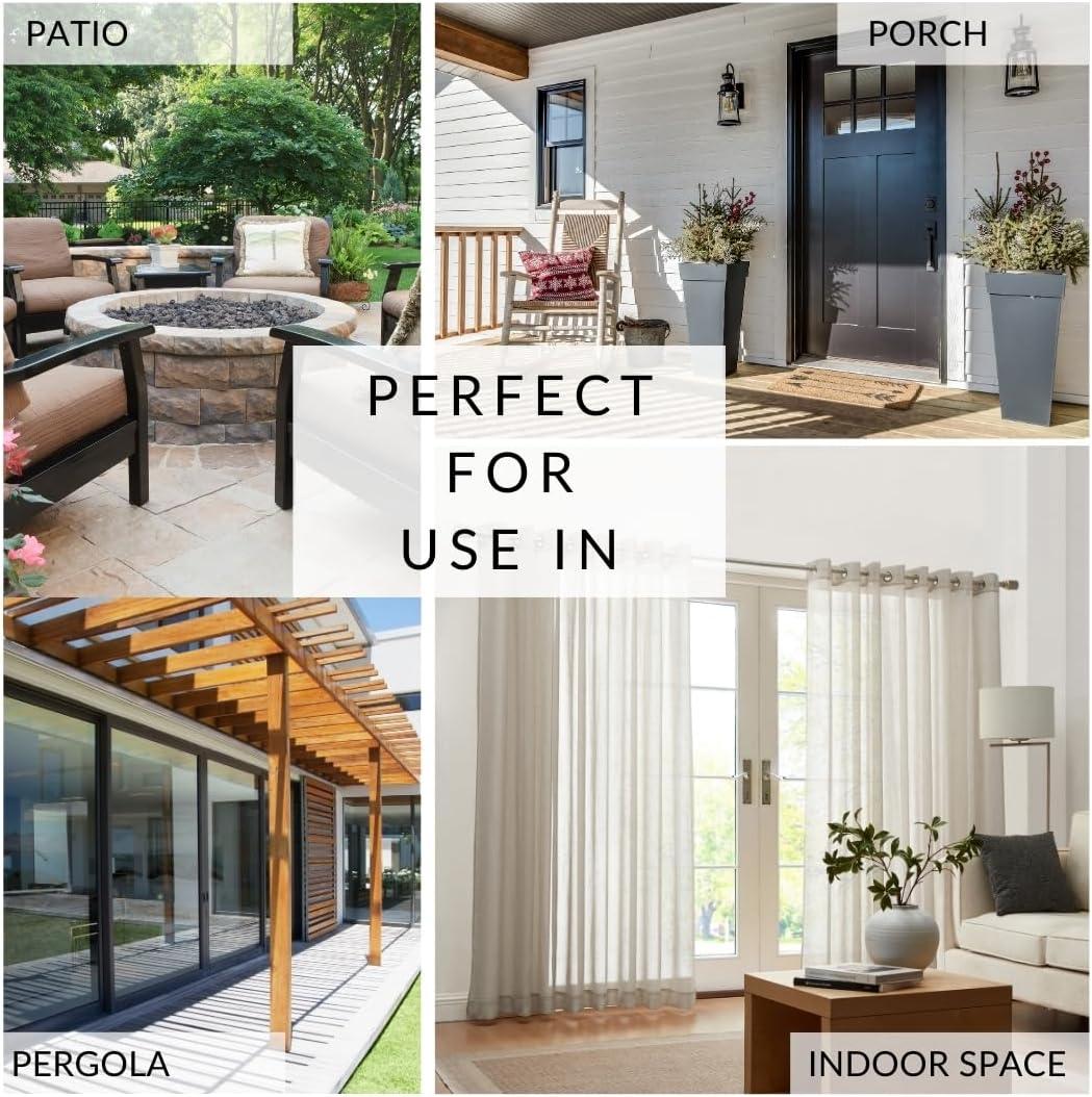 Carmen Sheer Extra Wide Indoor/Outdoor Single Window Curtain for Patio, Porch, Cabana - 114x84 - Natural - Elrene Home Fashions