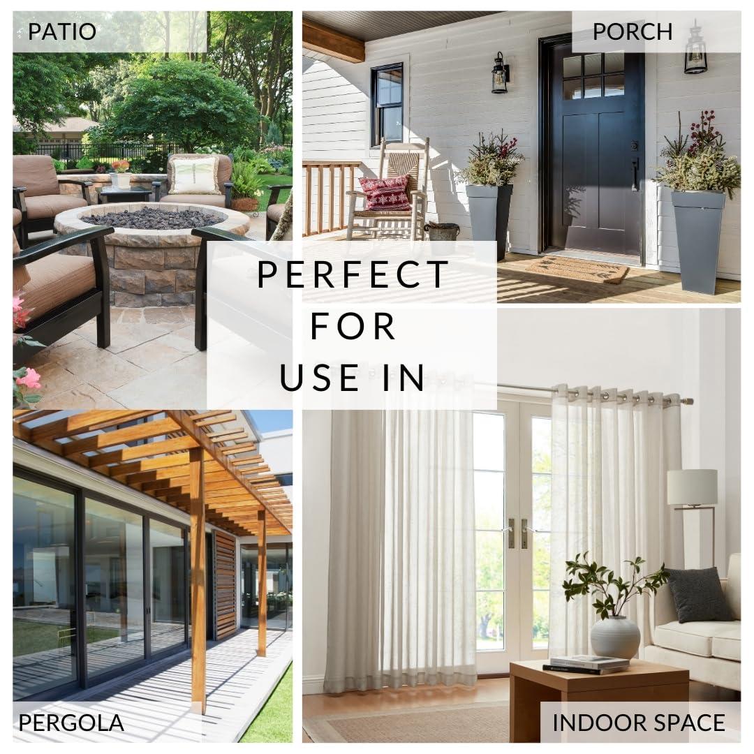 Carmen Sheer Extra Wide Indoor/Outdoor Single Window Curtain for Patio, Porch, Cabana - 114x84 - Natural - Elrene Home Fashions