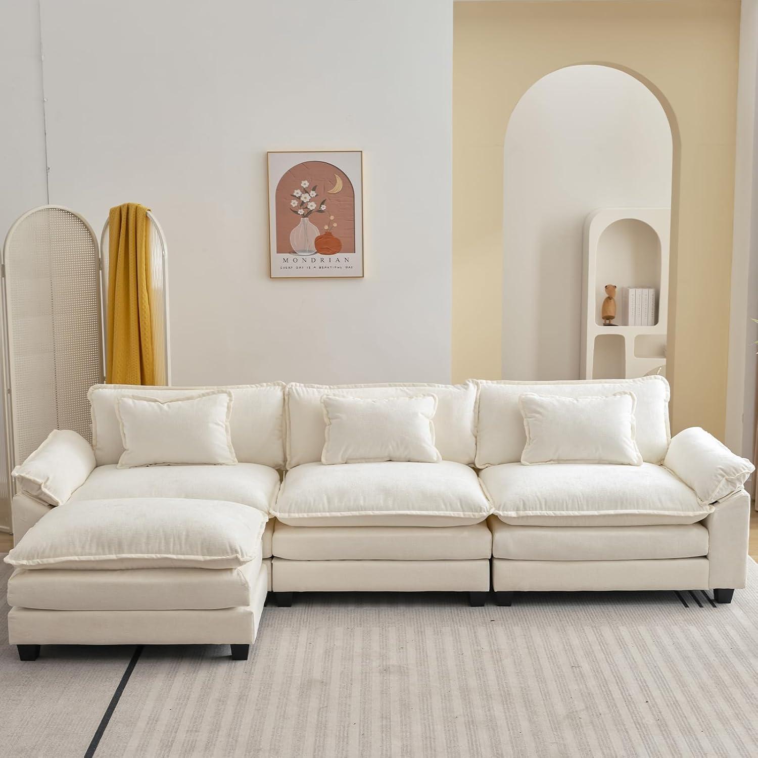 Carbaugh 154" Oversized U Shaped Sectional Sofa, Comfy Cloud Couch Deep Sectional Sofa with Ottomans for Living Room