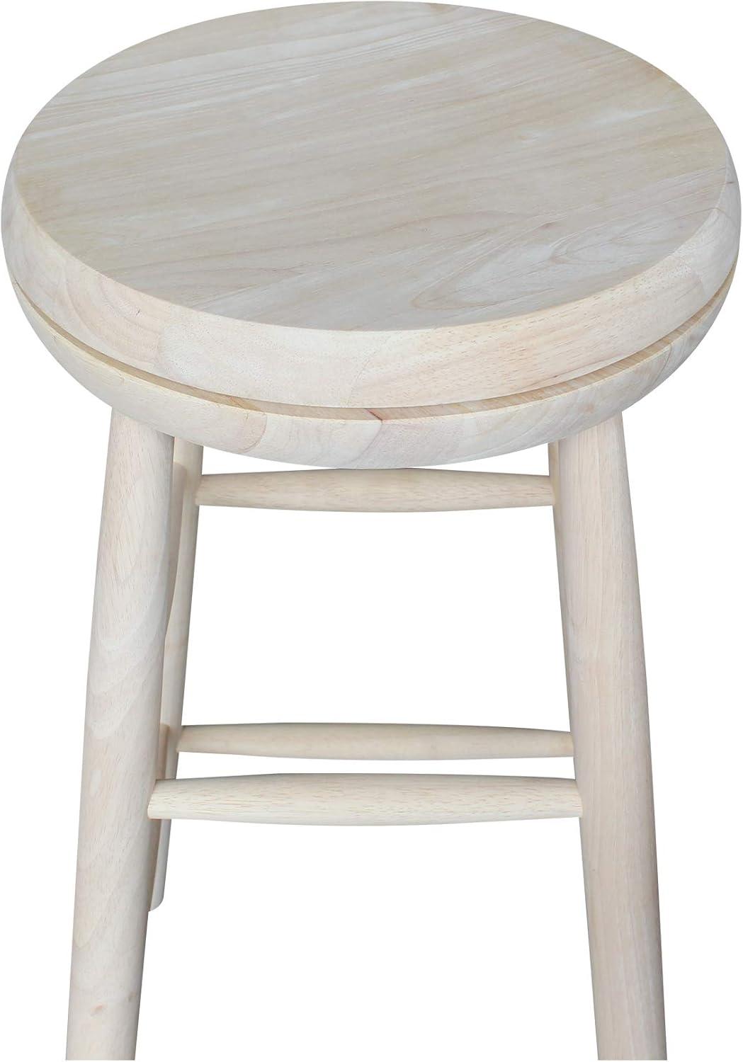 30" Jonathan Swivel Scooped Seat Barstool Unfinished - International Concepts: Solid Wood, Round, No Assembly