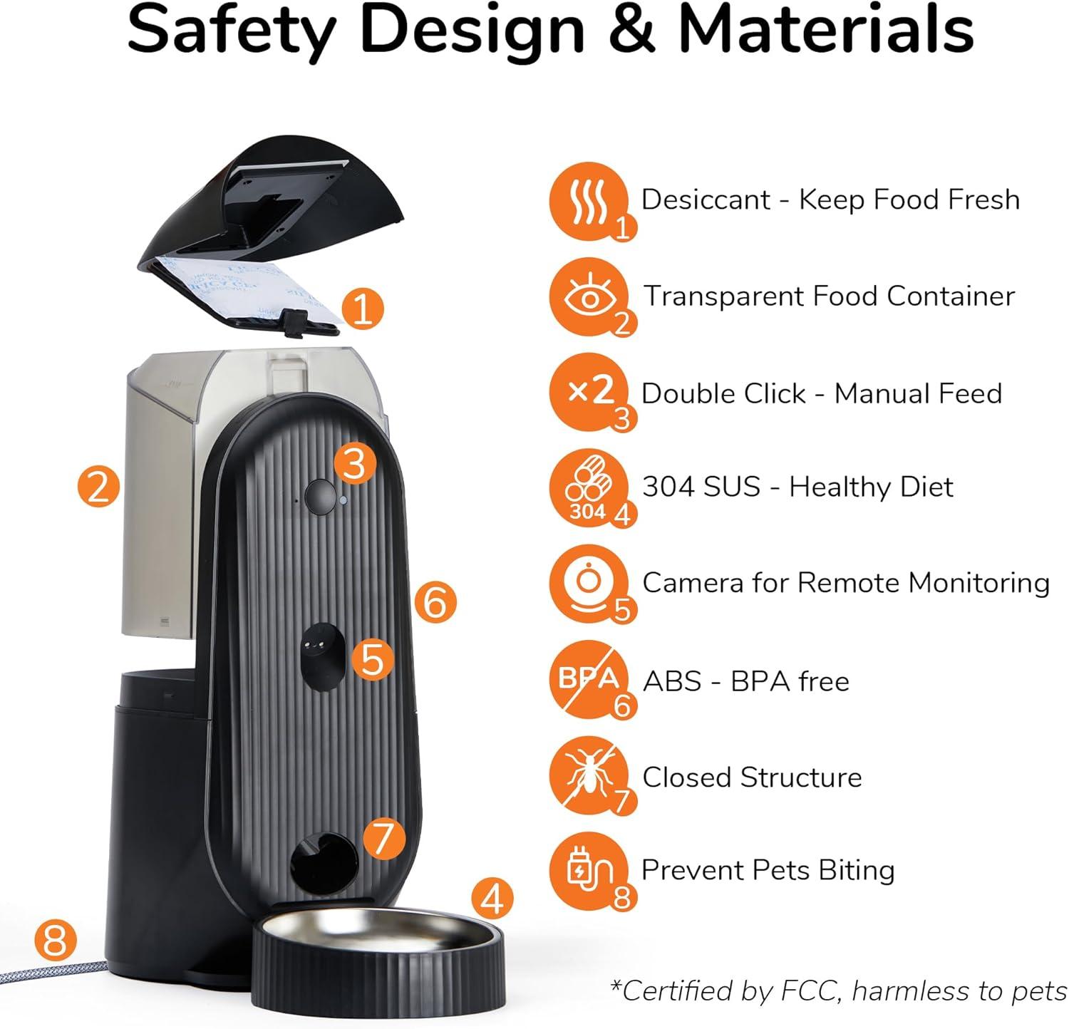 Automatic Cat Feeder, 2 In 1 Automatic Pet Feeders With Camera And Audio, Support DIY Meals And Timed Control Wifi Cat Food Dispenser, Suit For Cat And Dog