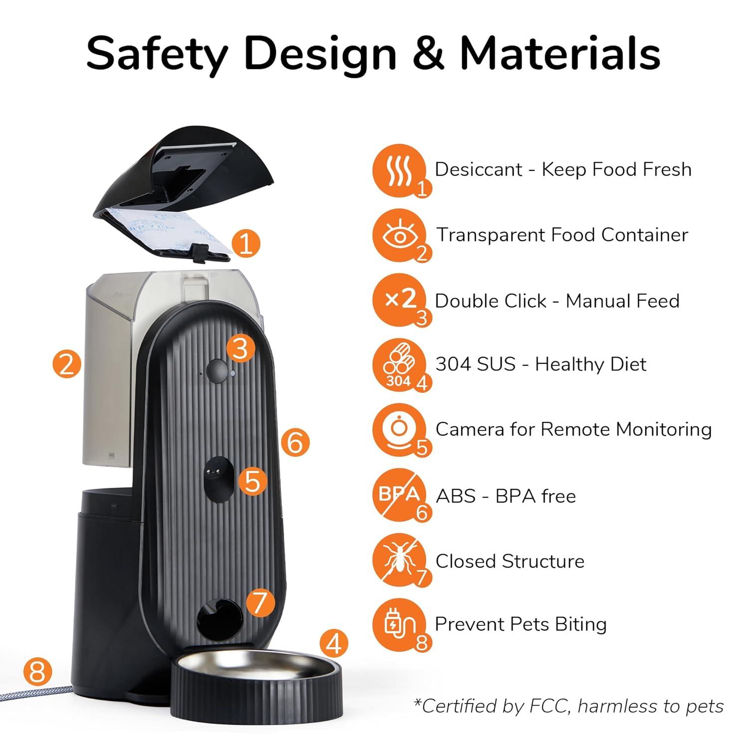 Automatic Cat Feeder, 2 In 1 Automatic Pet Feeders With Camera And Audio, Support DIY Meals And Timed Control Wifi Cat Food Dispenser, Suit For Cat And Dog