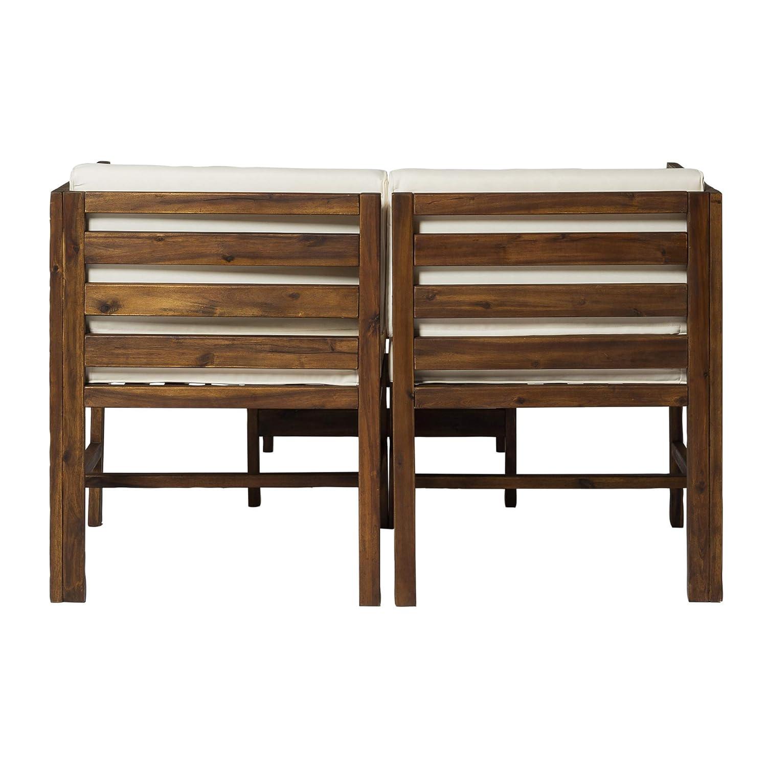 Walker Edison Modular Outdoor Acacia L/R Chairs + Ottoman - Dark Brown