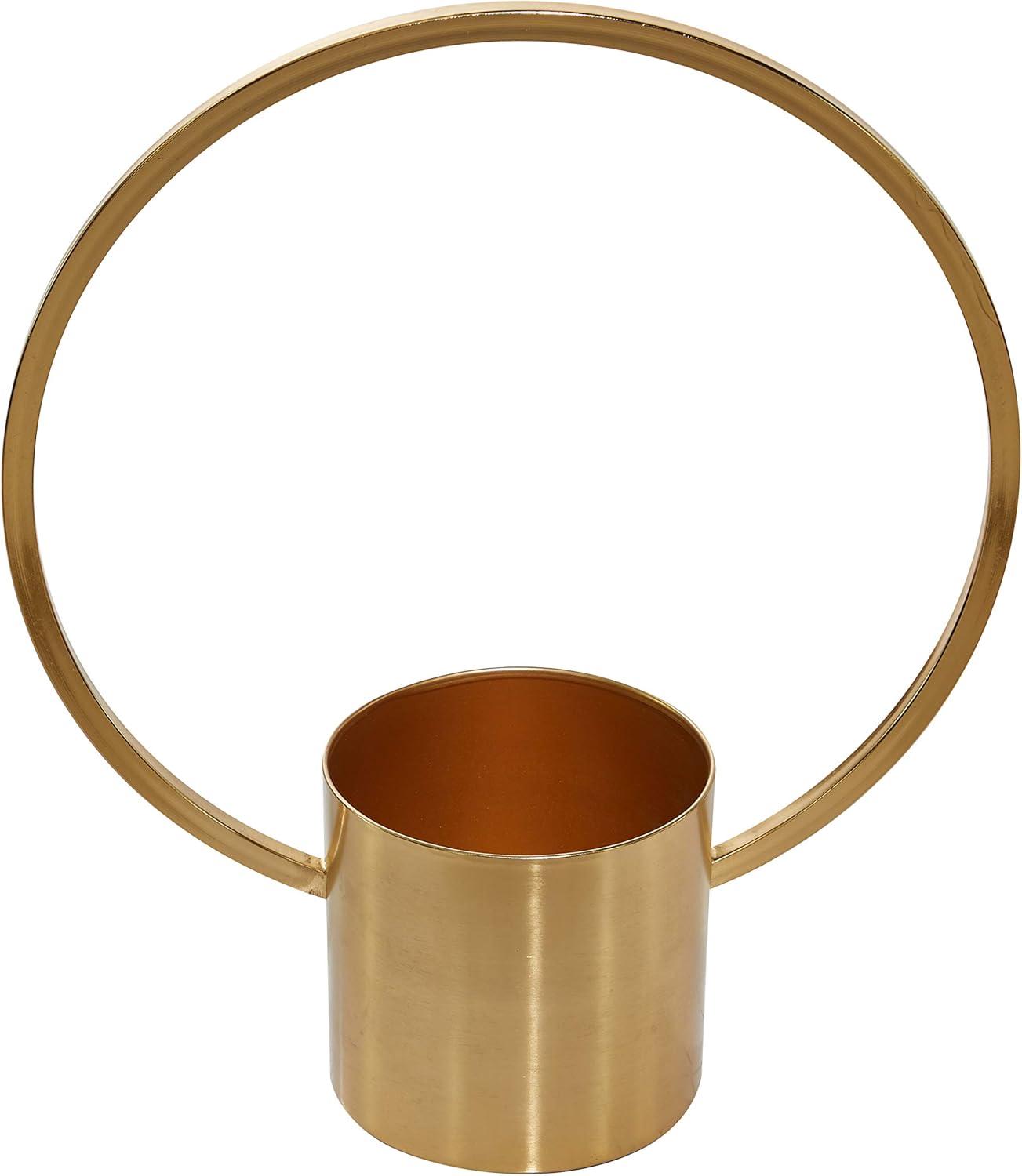 Round Gold Metal Ring Wall Planter, Set Of 2: 11", 14"