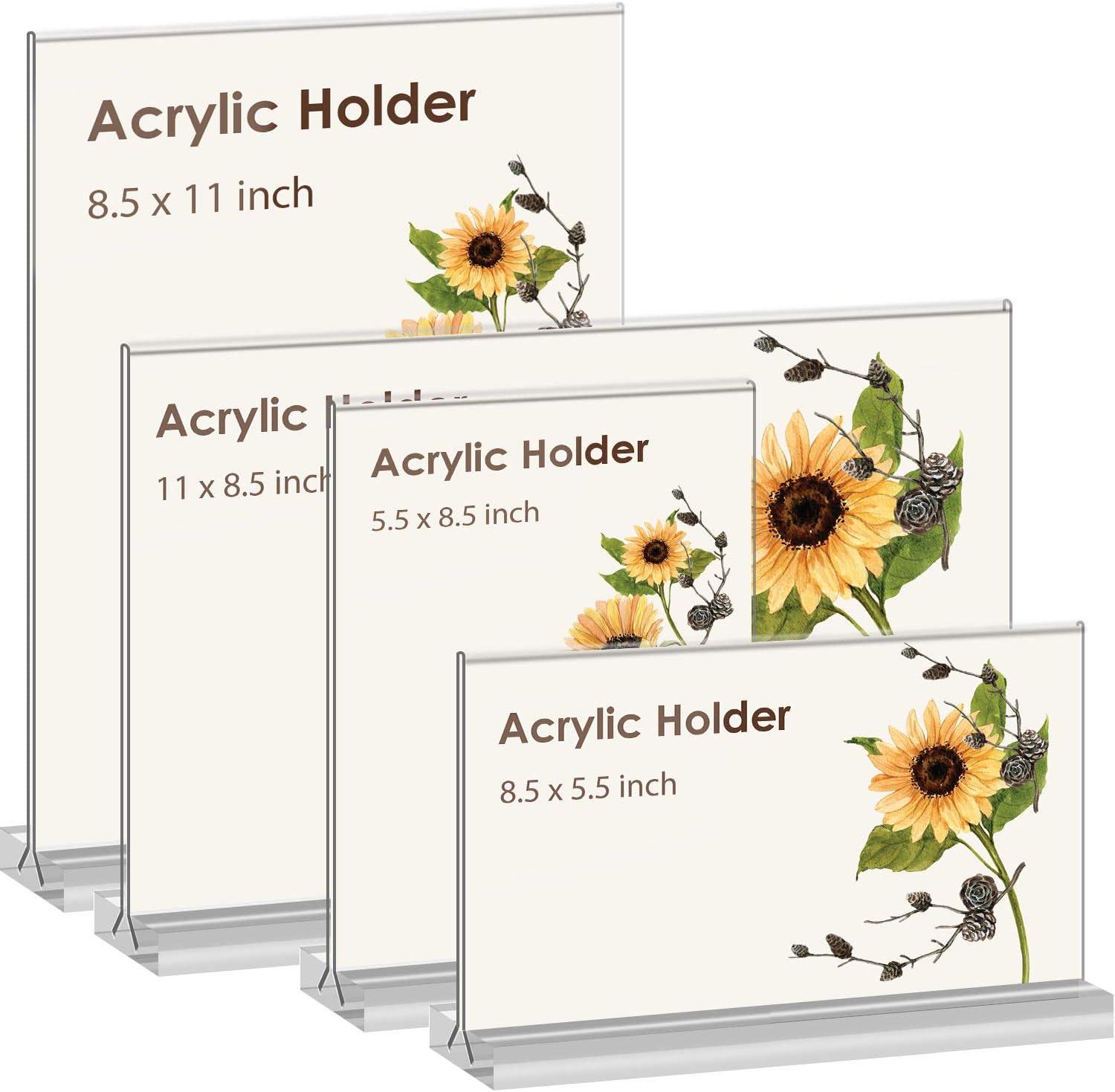 newnewshow Acrylic Sign Holder 5.5x8.5 Inch 3 Pack Horizontal T Shape Double-Sided Desktop Display Holder. (Optional 8.5x11 8.5x5.5 5x7 Horizontal and Vertical)