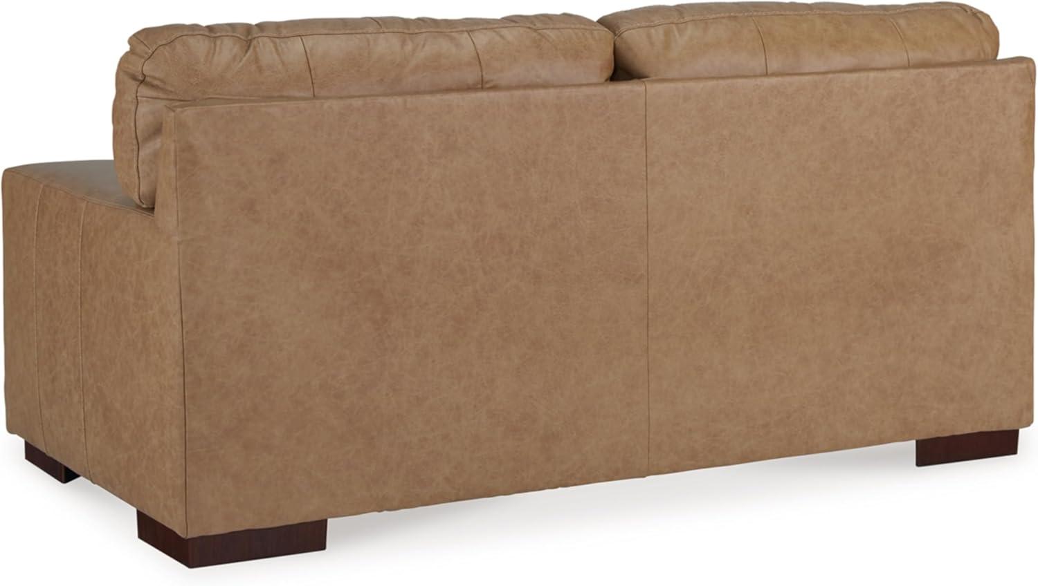 Tumbleweed Faux Leather Track Arm Loveseat with Removable Cushions