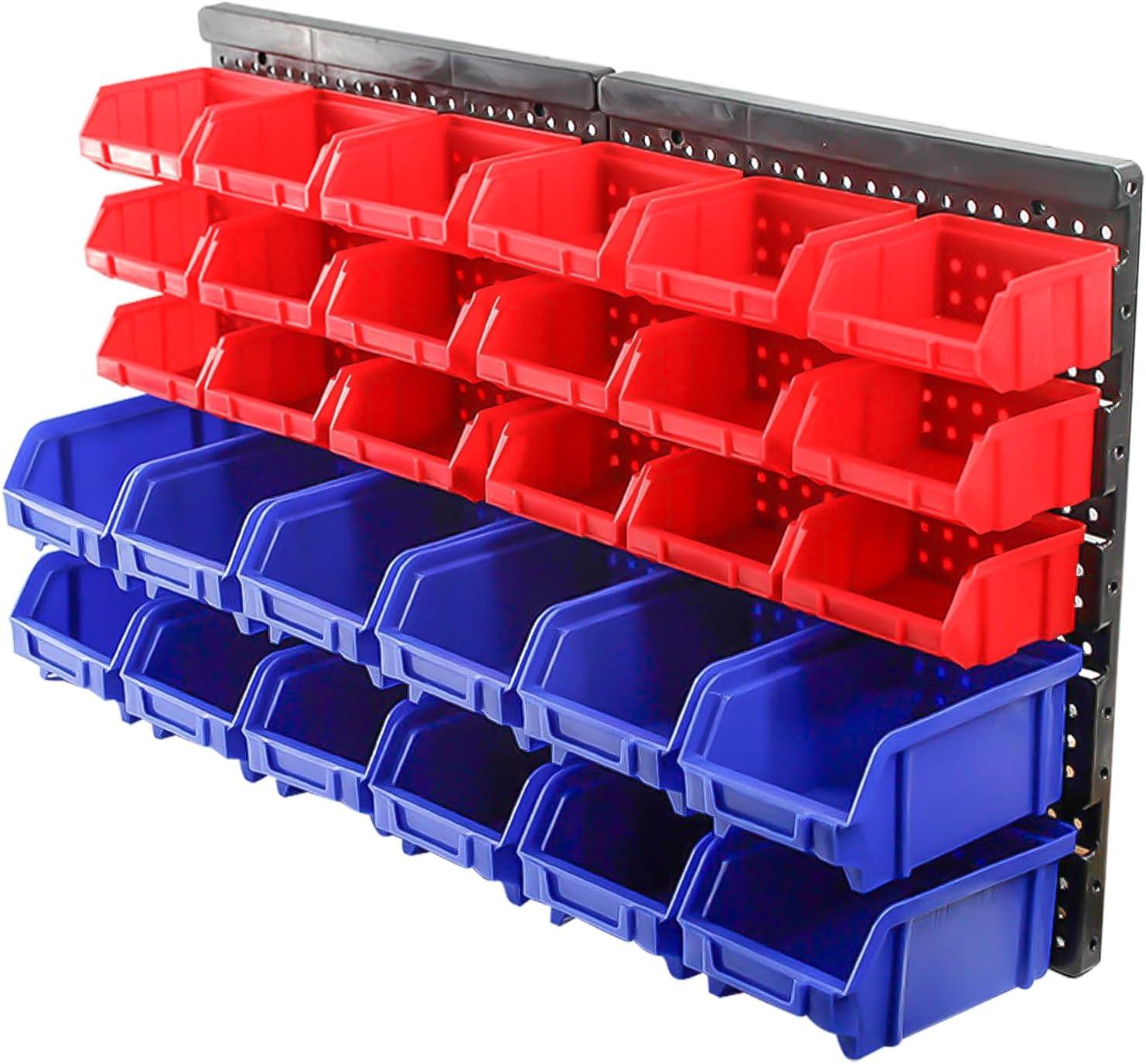 Stalwart Wall-Mounted Garage Storage Bins for Garage Organization, Craft Supply Storage, Tool Box Organizer