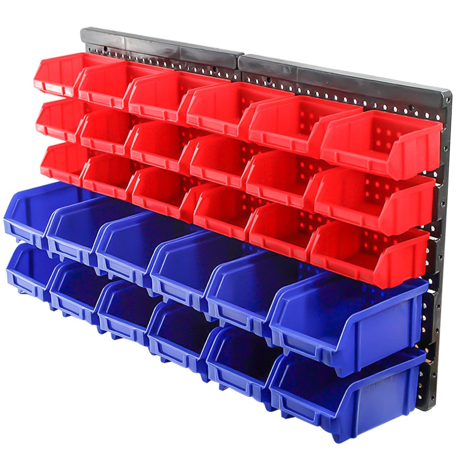 Stalwart Wall-Mounted Garage Storage Bins for Garage Organization, Craft Supply Storage, Tool Box Organizer