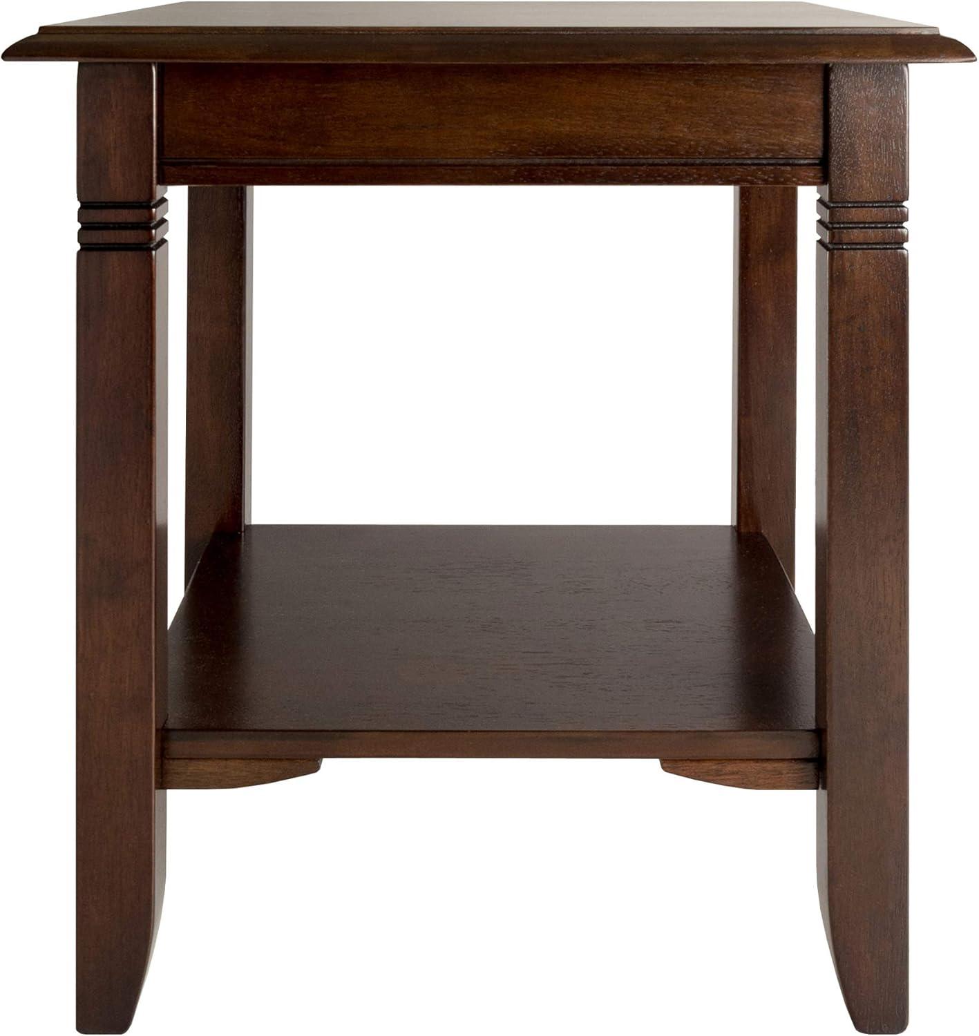 Nolan End Table Cappuccino - Winsome: Solid Wood, Composite, Ribbed Leg Detail, Fixed Shelf