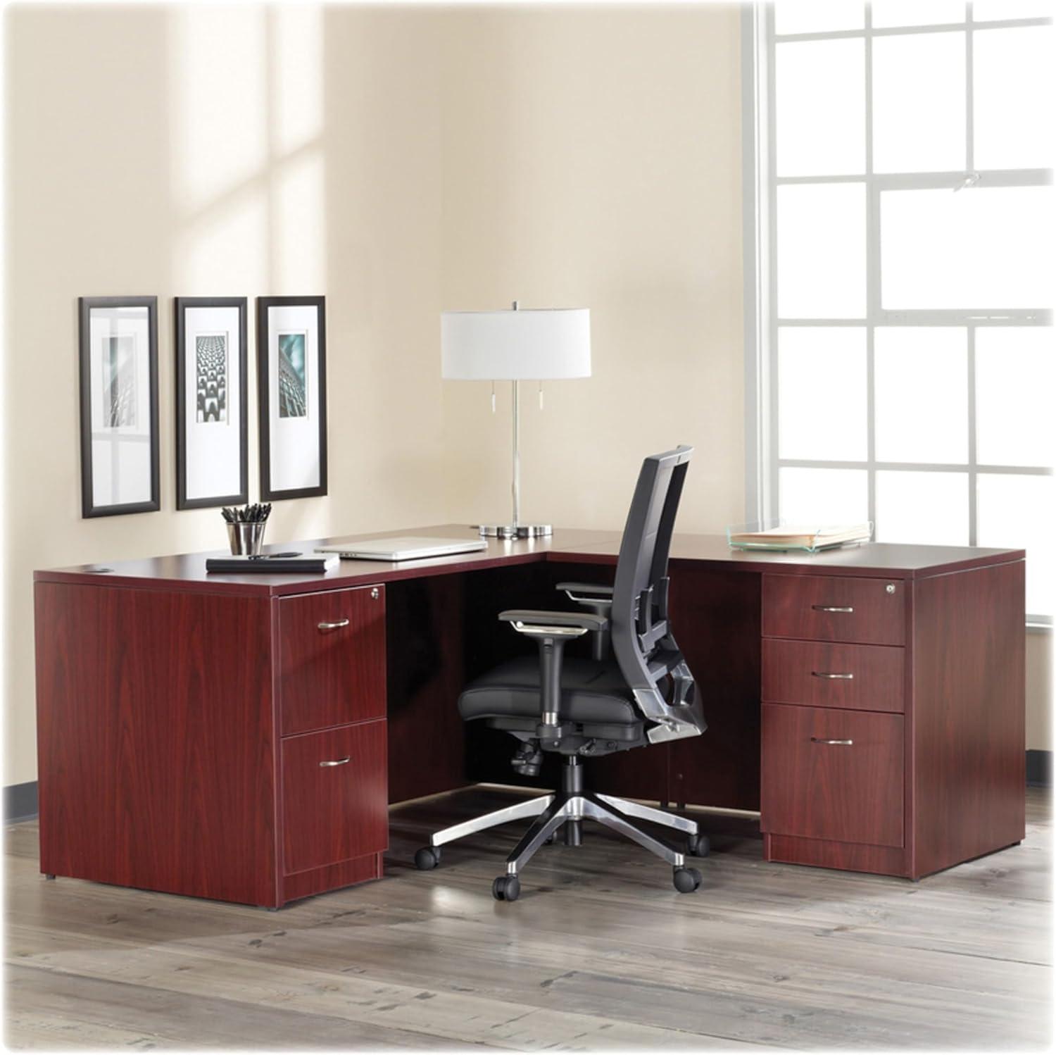 Lorell Essentials Series Mahogany Reception Desk 1" Top, 72" x 36" x 42.5"Desk - Material: Wood - Finish: Mahogany Laminate