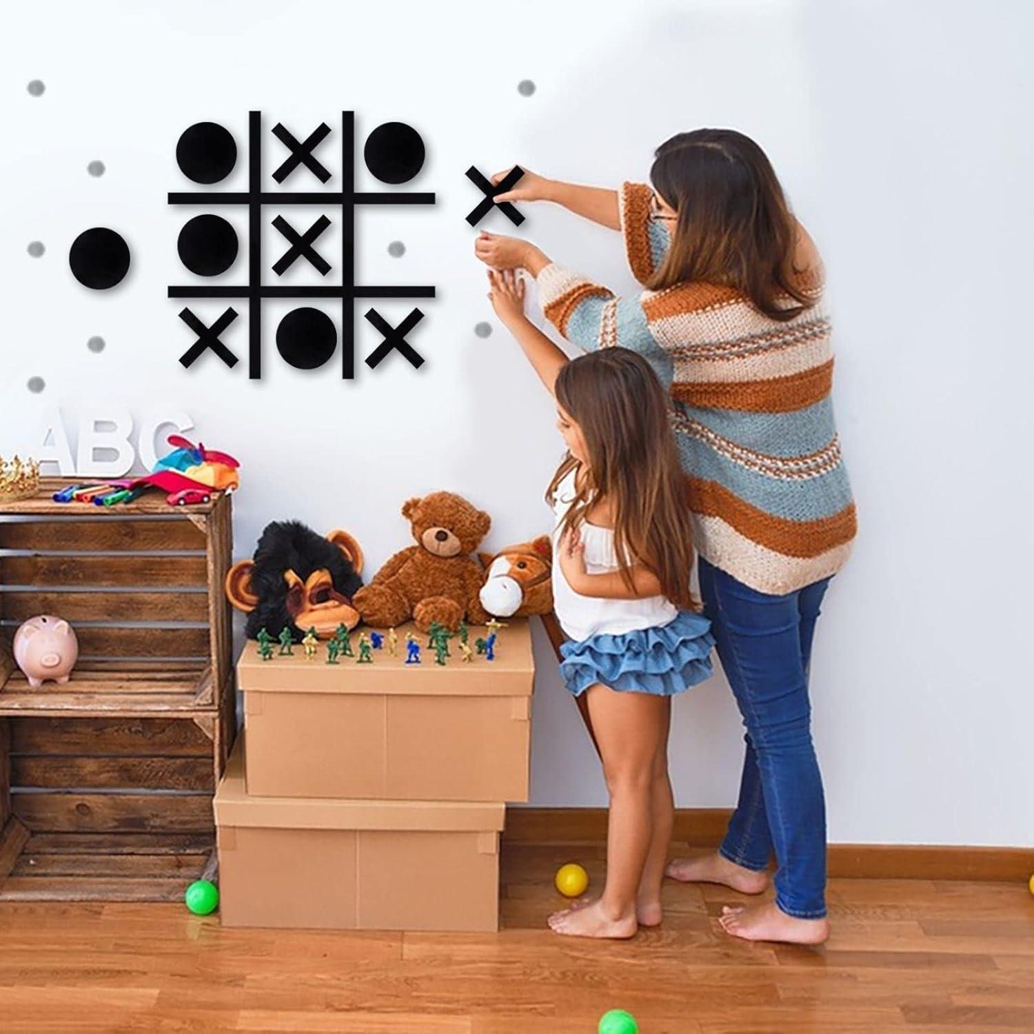 Wood Magnetic Tic Tac Toe Wall-Mount Game Fun Tic