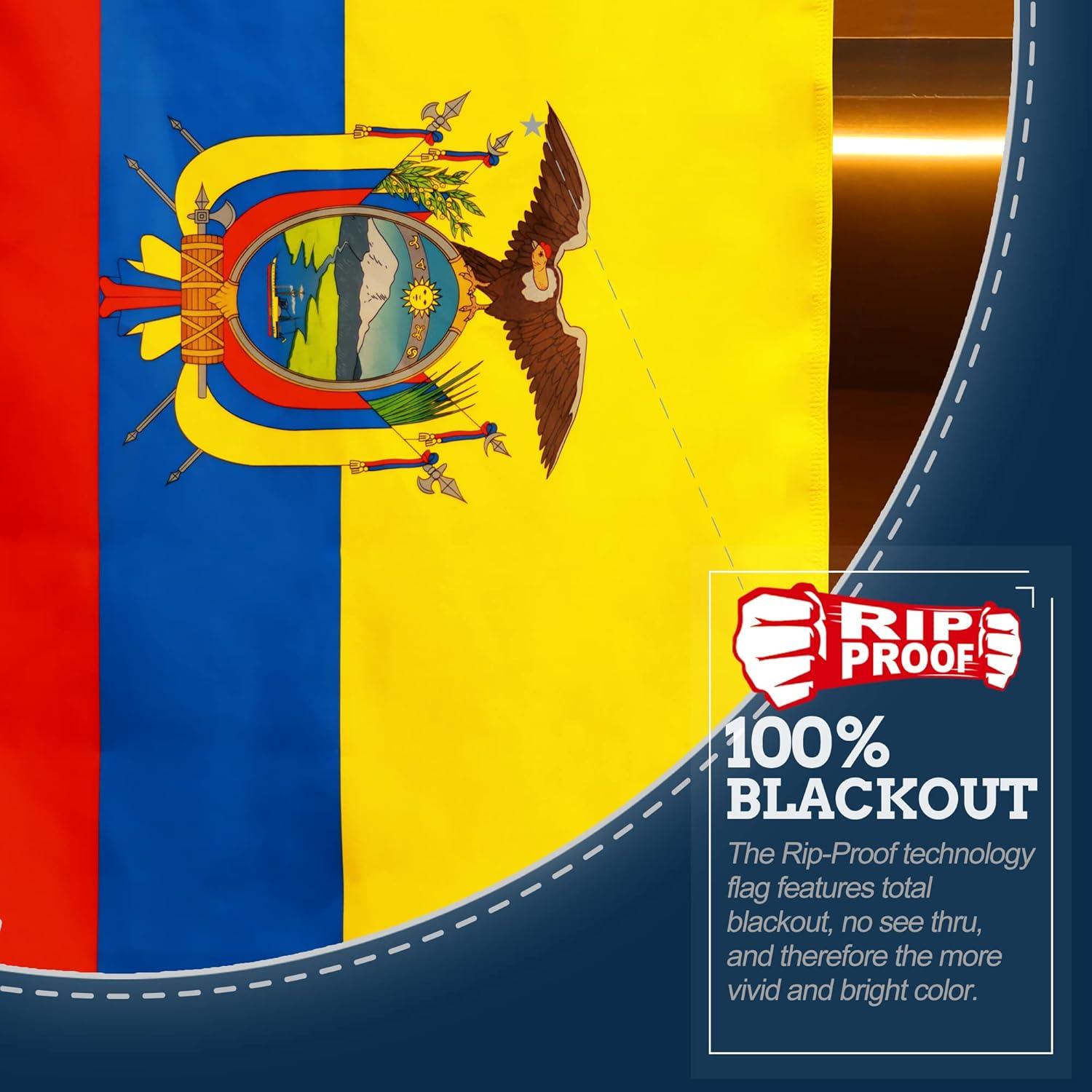 Anley 3' x 5' Rip-Proof Technology Double Sided 3-Ply Ecuador Flag