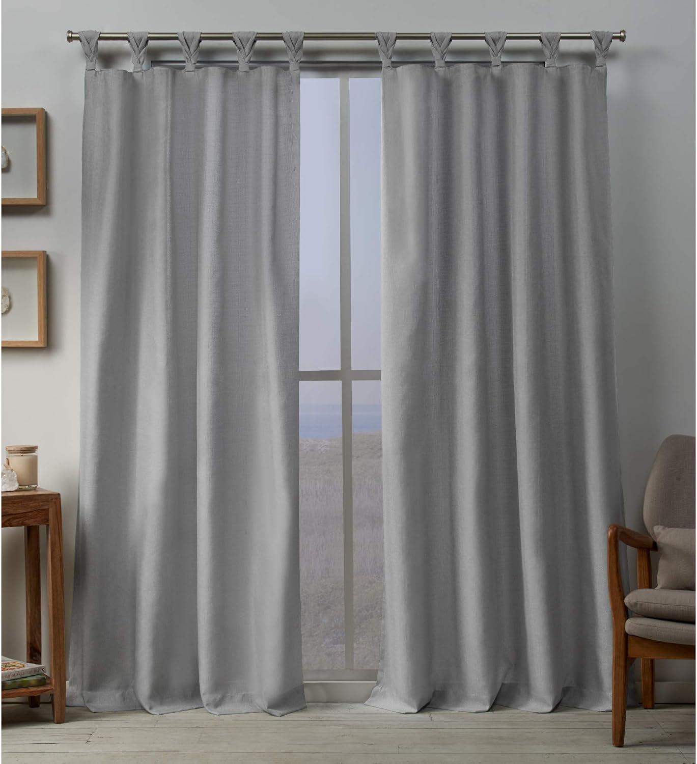 Set of 2 Loha Linen Braided Tab Top Window Curtain Panel - Exclusive Home