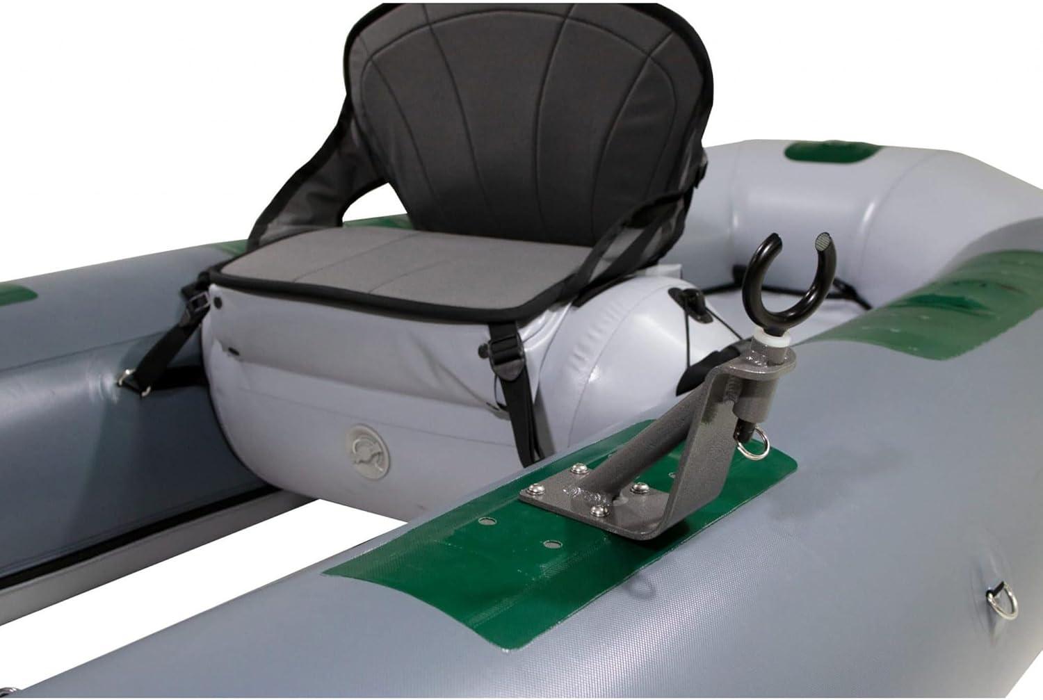 Gray Inflatable Fishing Raft with High-Back Seat