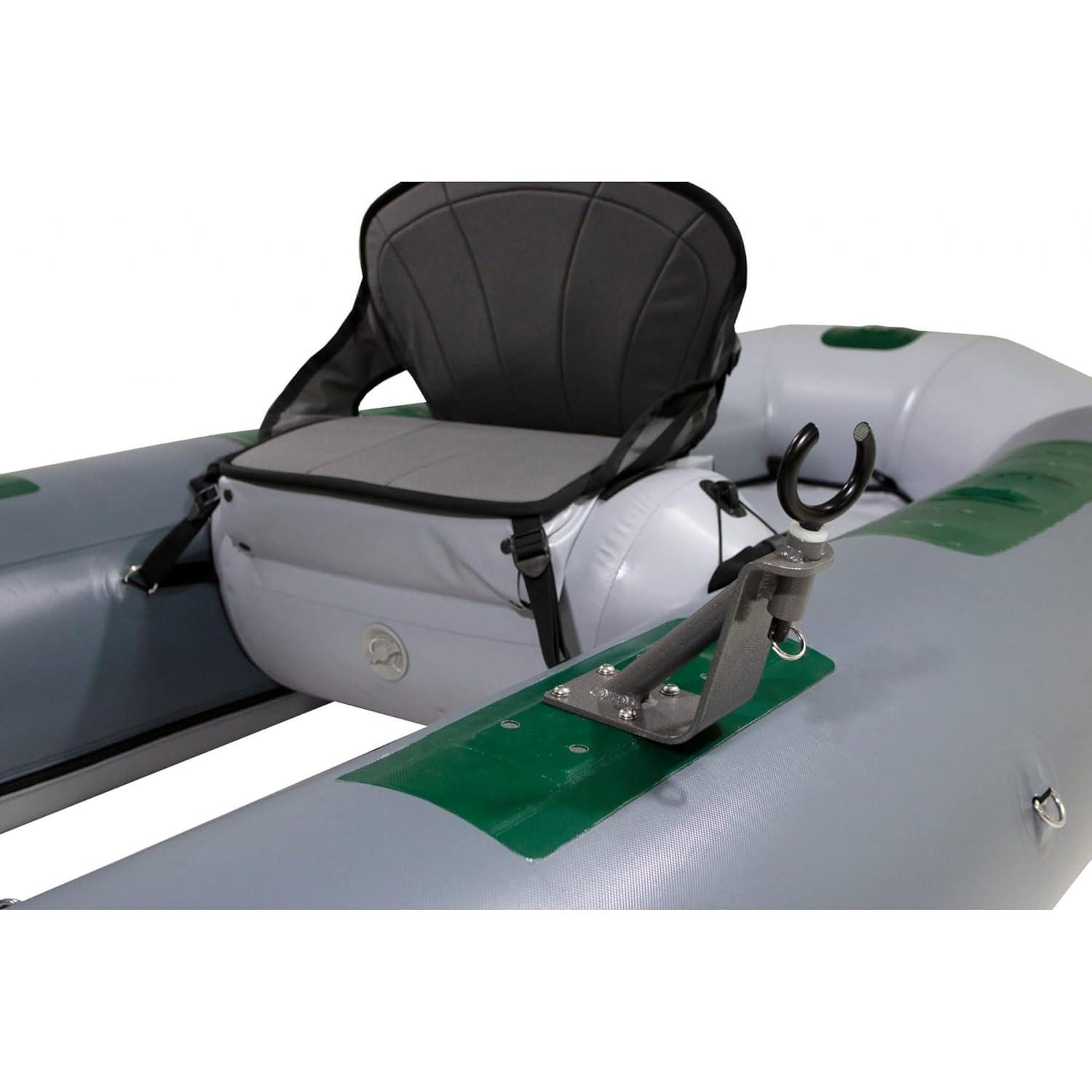 Gray Inflatable Fishing Raft with High-Back Seat