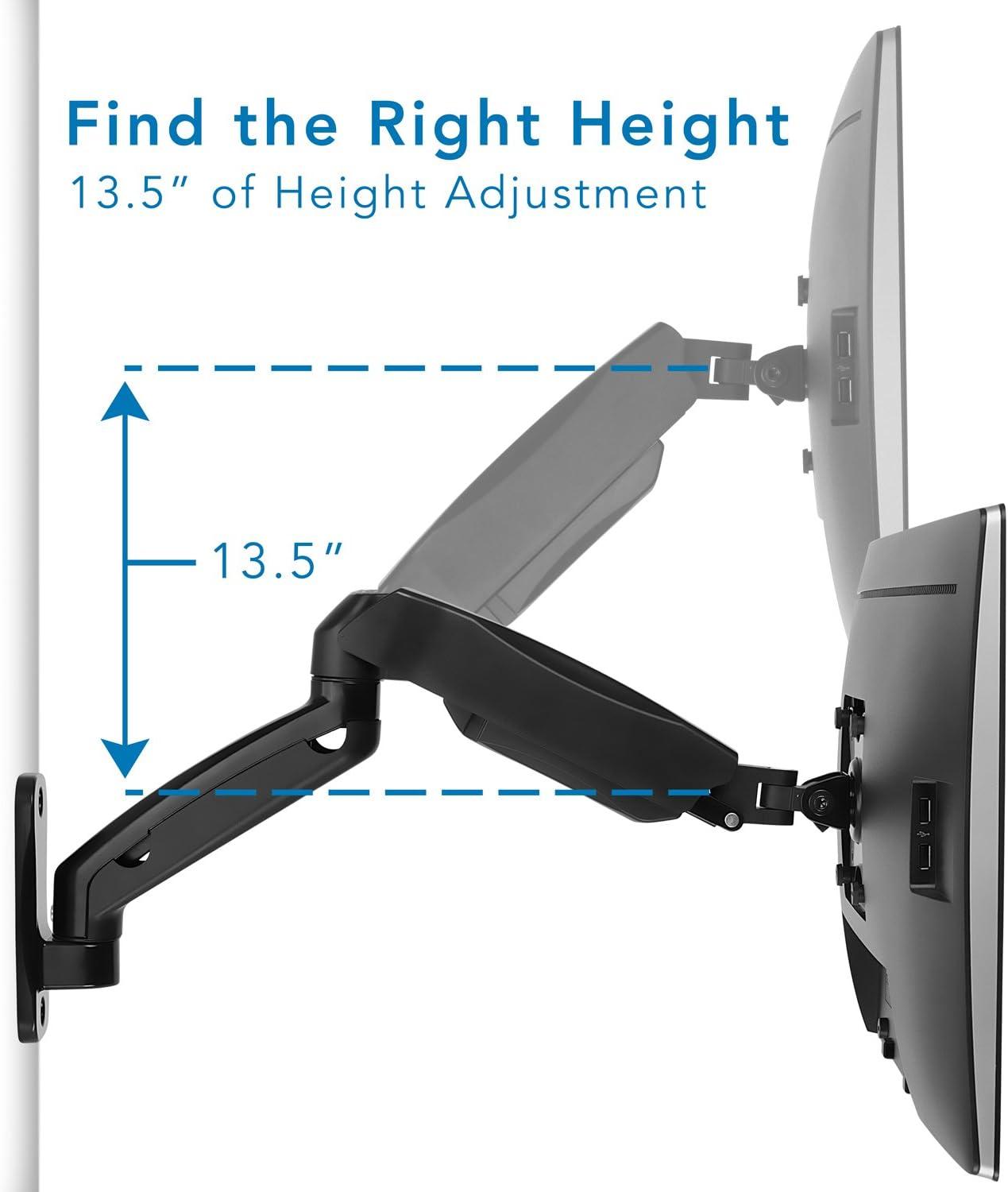 Mount-It! Wall Mount Monitor Arm, Full Motion Gas Spring Arm Fits 13 - 32 Inch Screens with 75 or 100 VESA Patterns, Camper RV Compatible