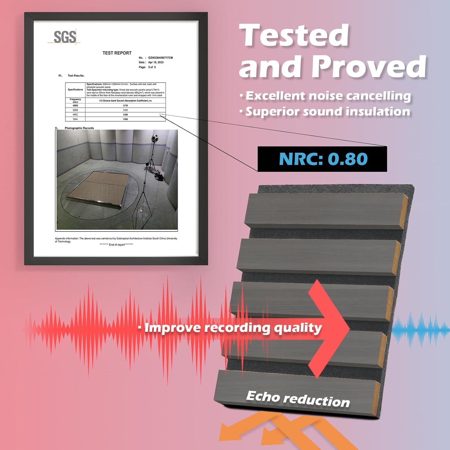 Art3d 2-Pack 108" x 12" Acoustic Wood Panels for Wall, Soundproof Wood Slat Panel for Wall and Ceiling, 3D Fluted Sound Absorbing Paneling for Interior Wall Decor, Living Room, Bedroom - Peach