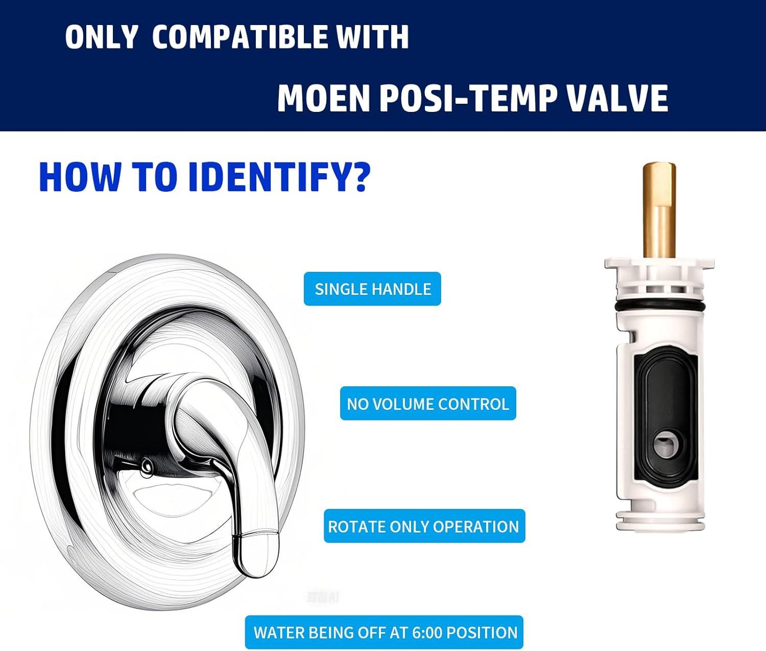 1222 Replacement Cartridge with Moen 104421 Cartridge Puller Removal Tool Retainer Clip Compatible with Moen One-Hanlde Posi Temp 1222B Shower Bathtub Faucet (1222 cartridge +104421 cartridge puller)