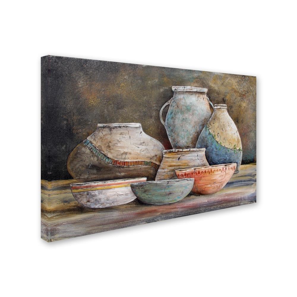 Trademark Fine Art - 22"x32" Jean Plout 'Clay Pottery Still Life 1' Canvas Art