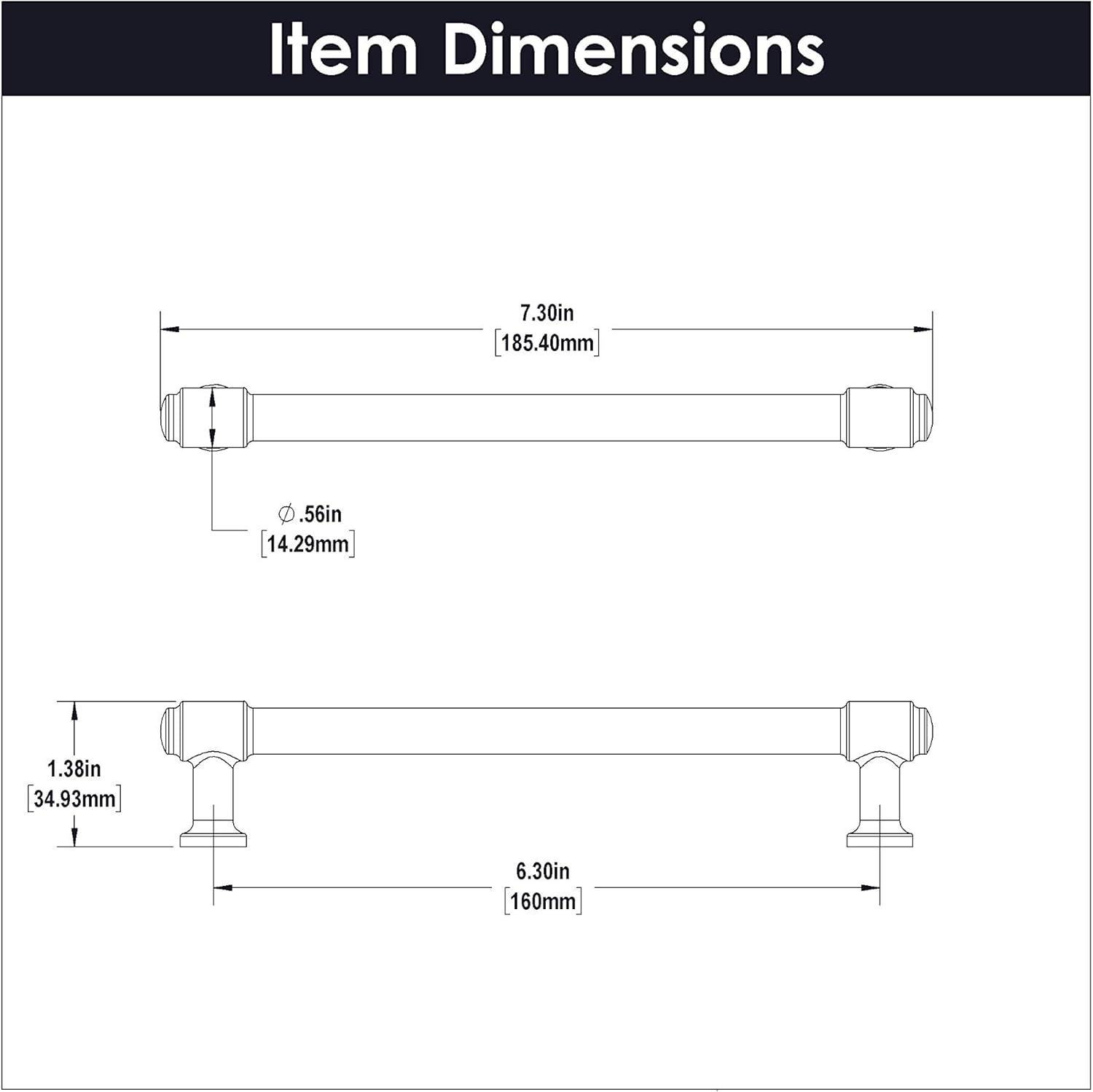 Piper Kitchen Cabinet Handles, Drawer Pulls for Cabinet, 6-5/16" (160mm)
