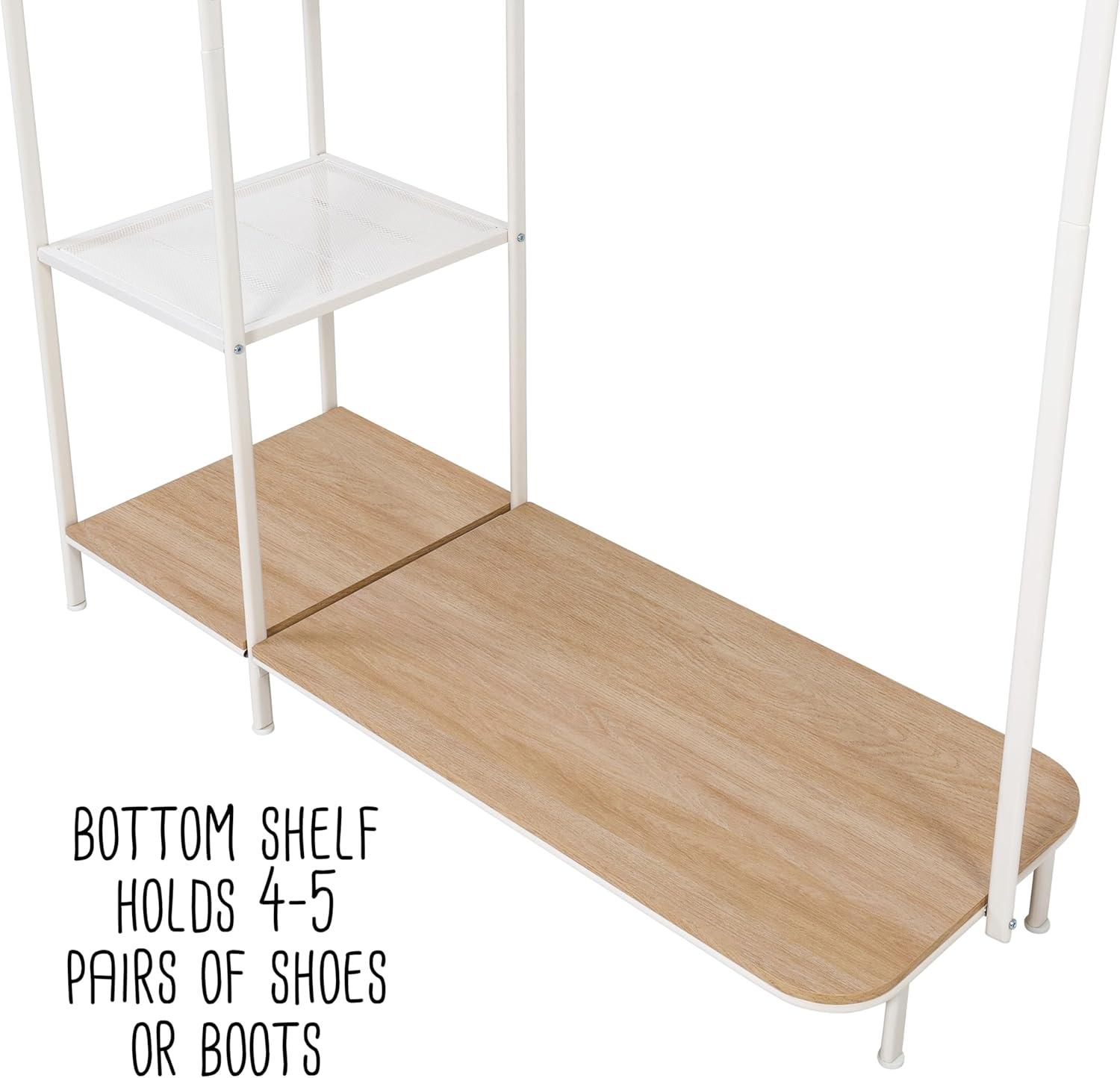 Honey-Can-Do Steel and MDF Clothing Rack with 4 Shelves, White/Ash