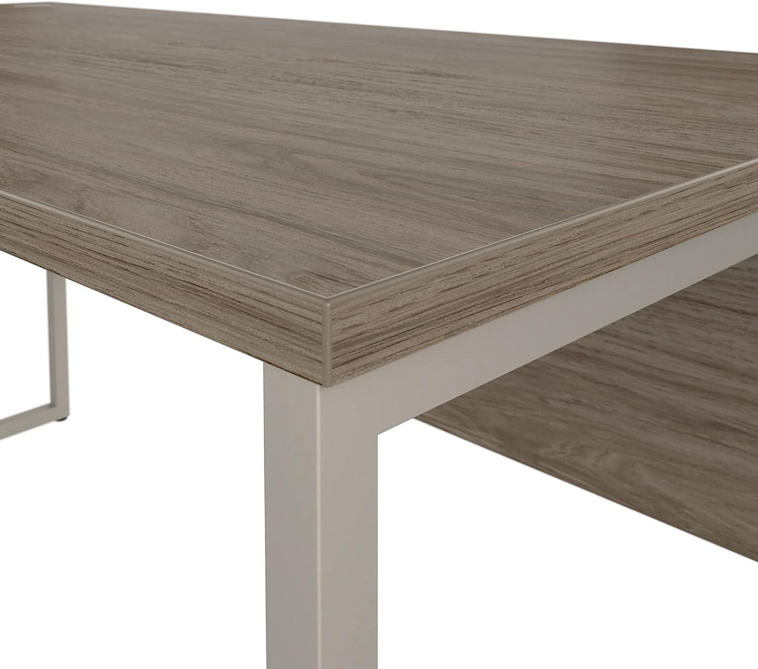 Modern Hickory 60W Home Office Desk with Silver Metal Legs