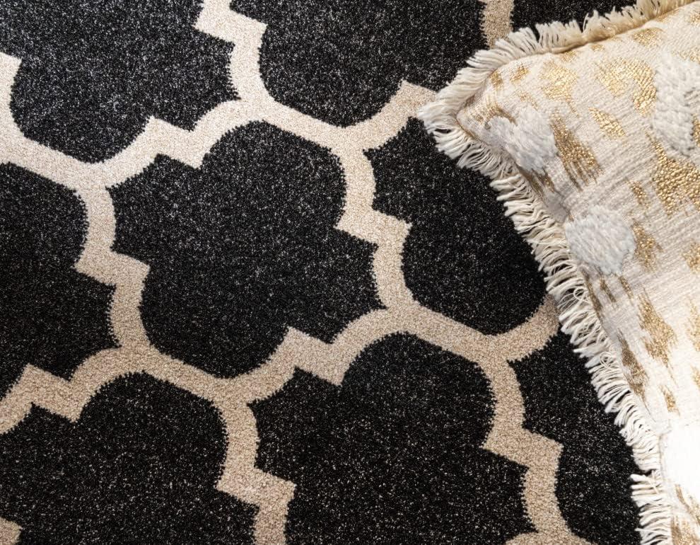Unique Loom Trellis Collection Area Rug - Philadelphia (6' 1" x 9' Rectangle Black/Beige)